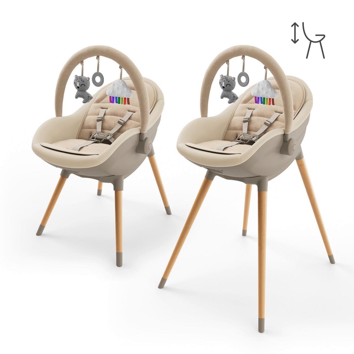 Babyhochstuhl Fini Up Beige - Beige, Basics, Textil (52-66/58/82-107cm) - Kinderkraft