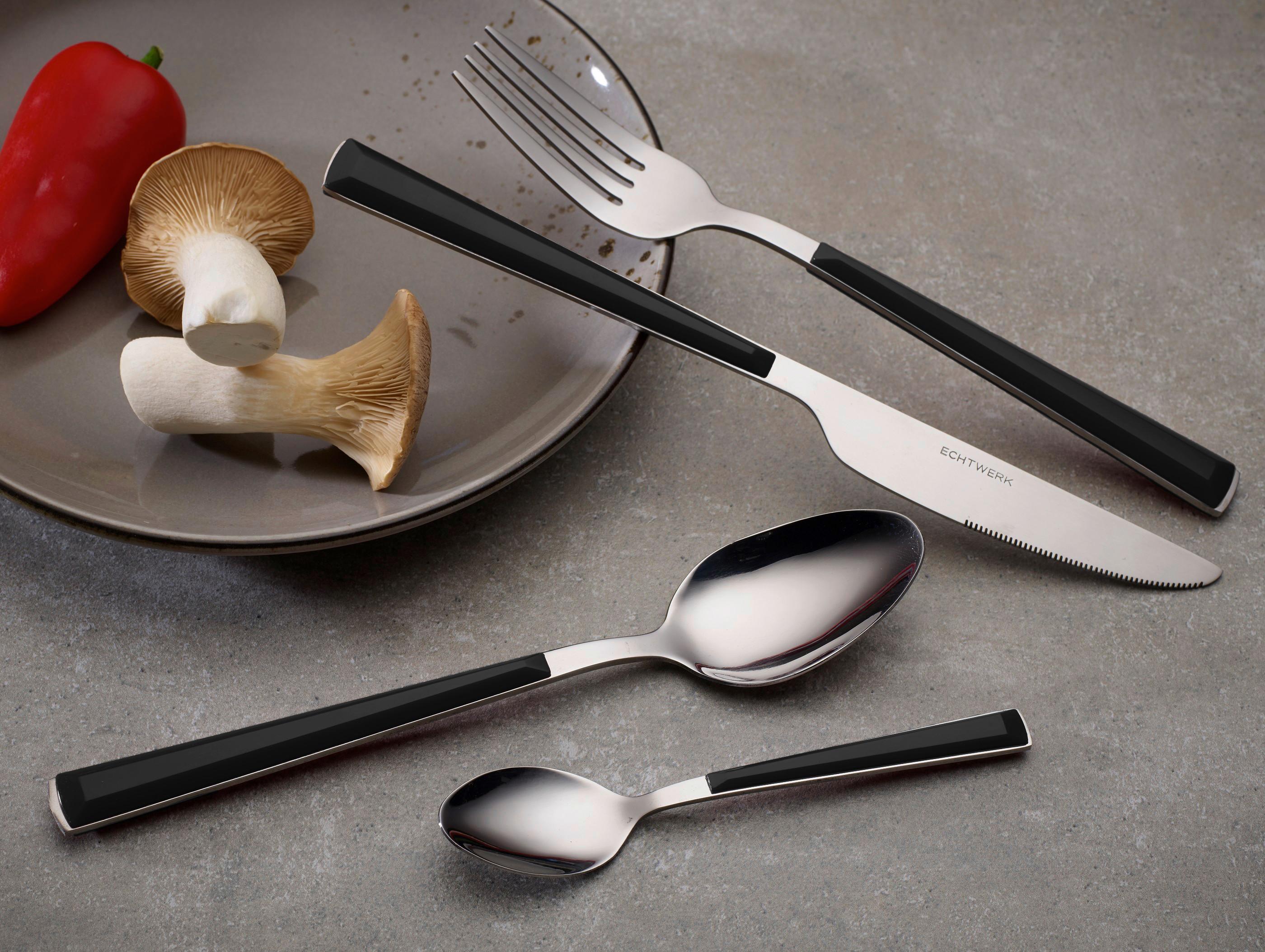 Besteckset 16-Teilig für 4 Personen - Silberfarben/Schwarz, Basics, Metall - Echtwerk