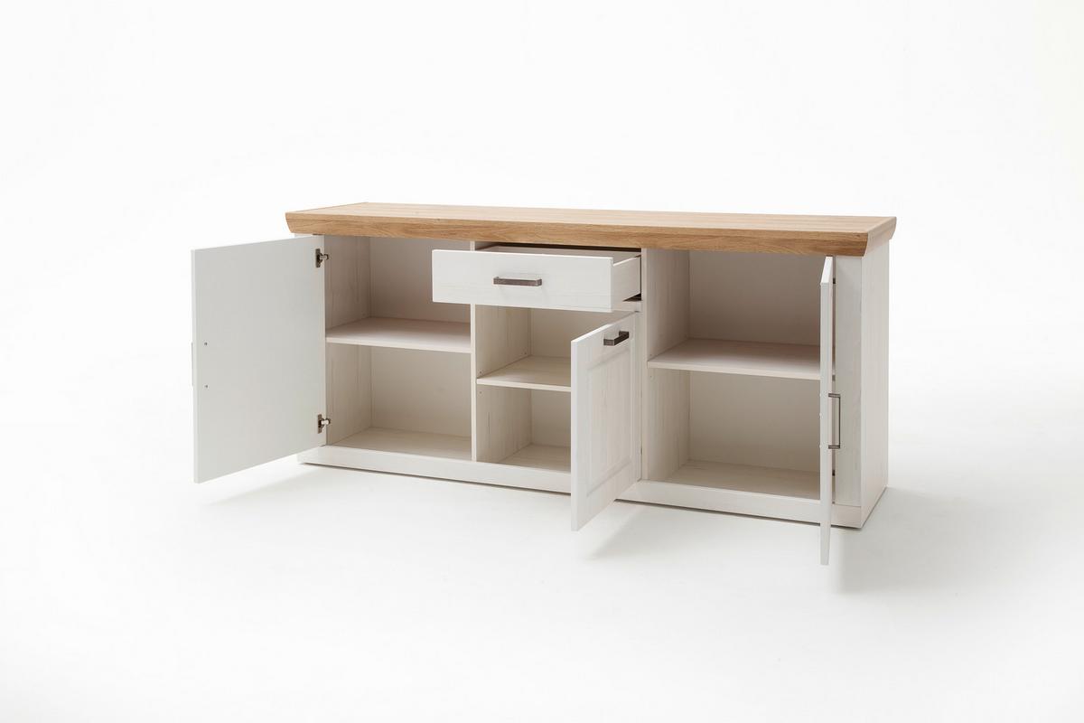Sideboard 183 cm Brixen Eiche/Pinie Dekor - Eichefarben/Schwarz, Basics, Holzwerkstoff (183/85/50cm) - Livetastic