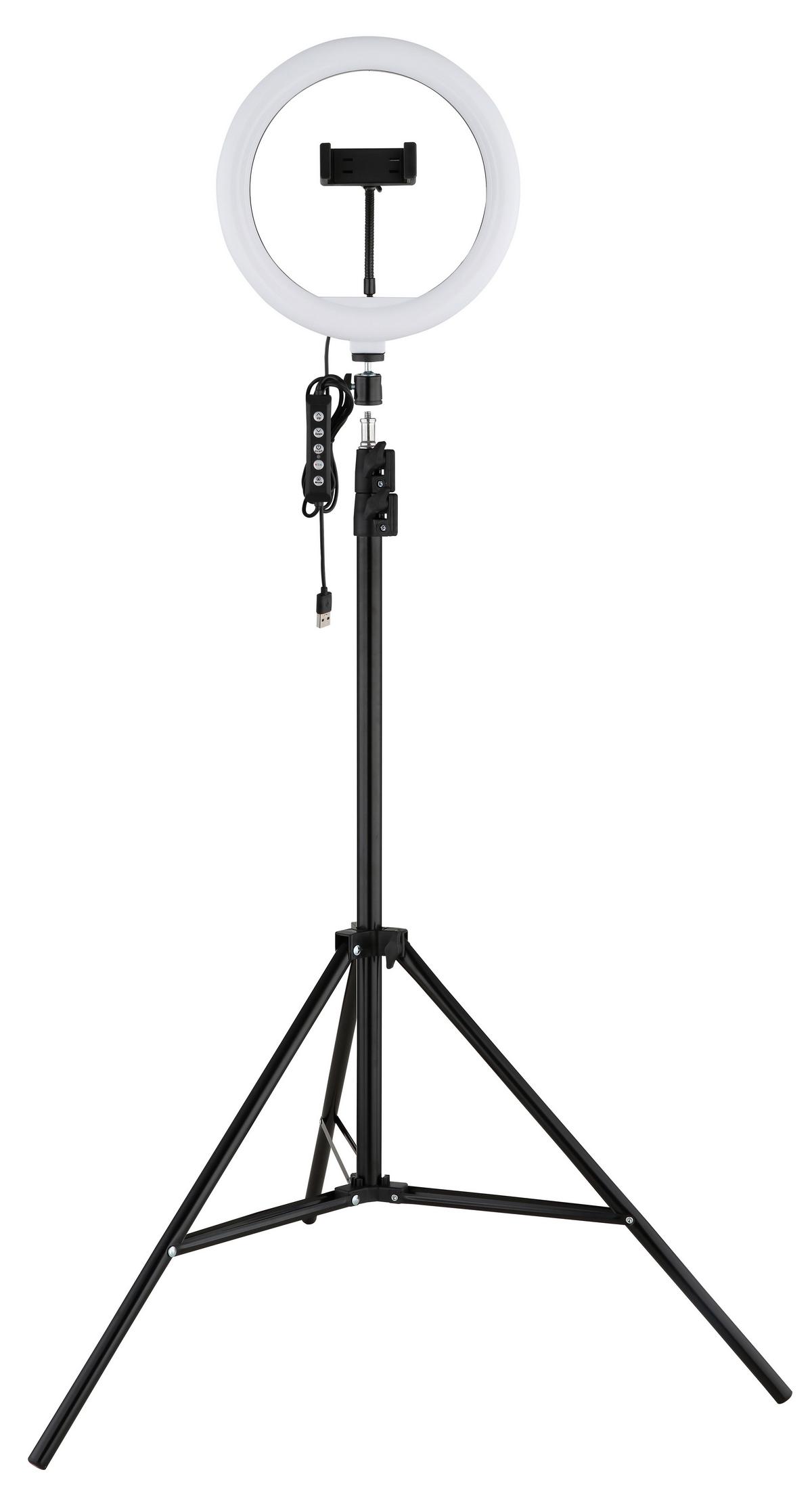 LED-STEHLEUCHTE Delgado - Opal/Schwarz, Design, Kunststoff/Metall (63/210cm) - Globo