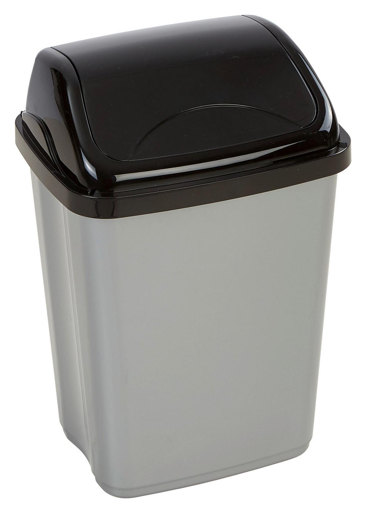 Billenőtetős Szemetes 10 Liter - fekete/szürke, műanyag (20,4/37,5/25,5cm) - Best Price