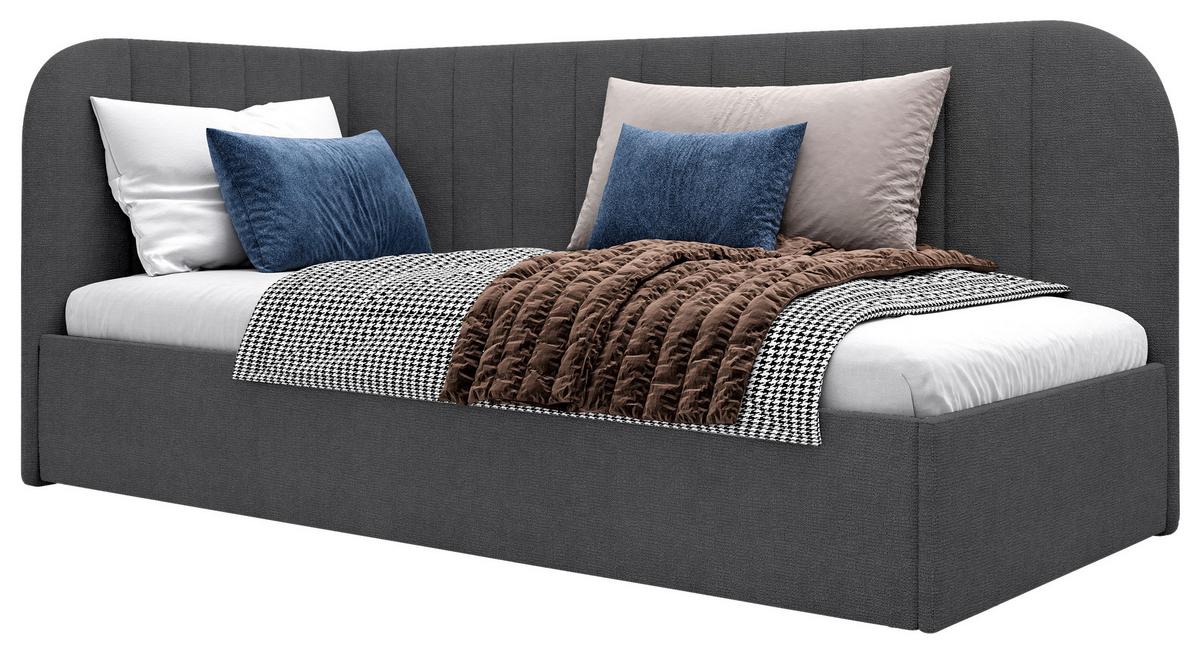 Polsterbett Millow Links Dunkelgrau Lf: 90x200 Cm - Dunkelgrau/Schwarz, MODERN, Holz/Holzwerkstoff (90/200cm) - MID.YOU