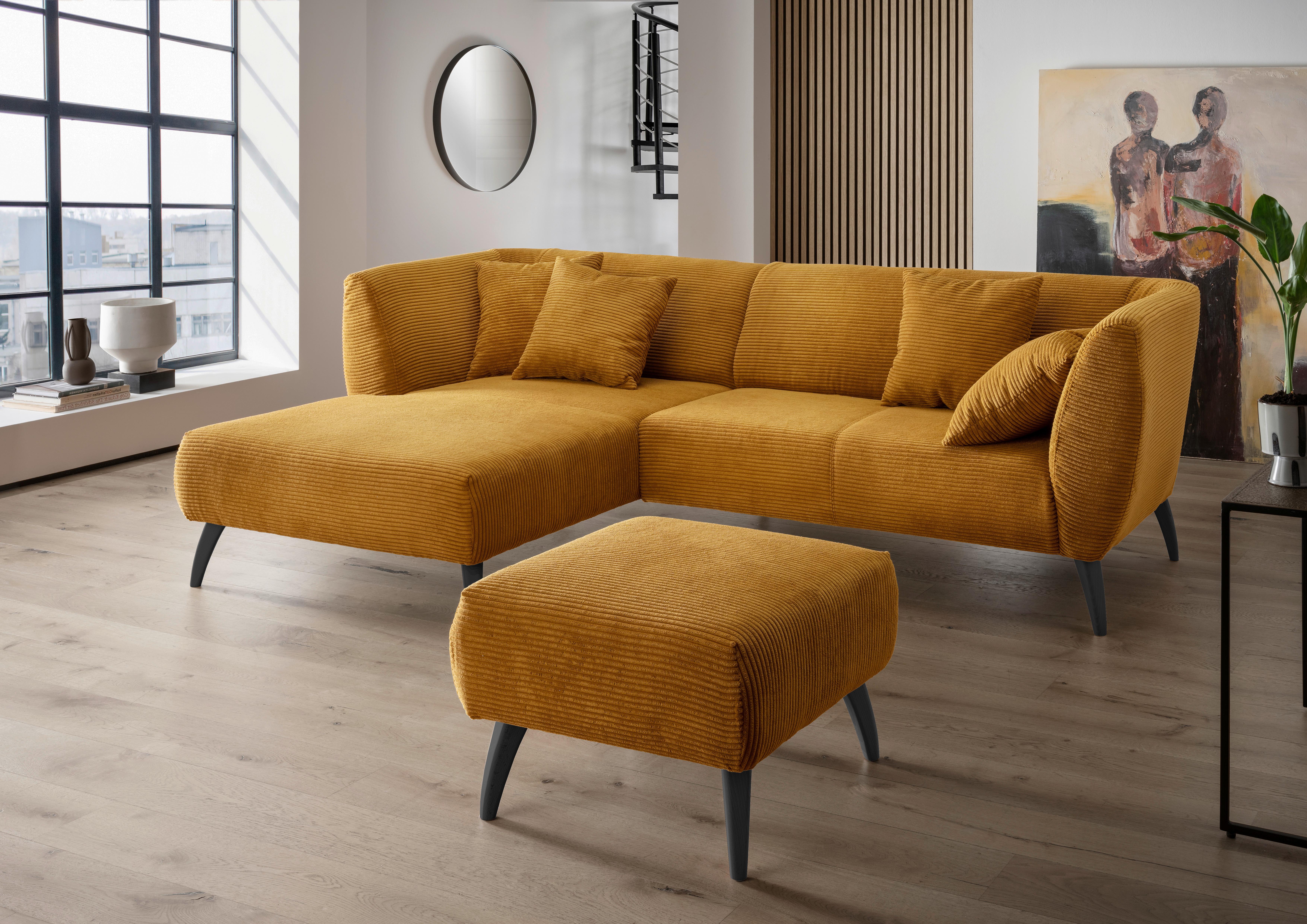 Ecksofa Colori Goldfarben S: 160/264 cm - Goldfarben/Schwarz, MODERN, Holz/Textil (160/264cm) - MID.YOU
