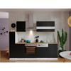 Küchenzeile Economy mit Geräten 250 cm Schwarz/Nussbaum Dekor - Nussbaumfarben/Schwarz, Basics, Holzwerkstoff (250cm) - Respekta