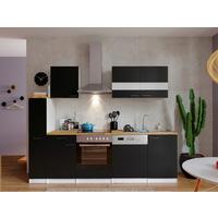 Küchenzeile Economy mit Geräten 250 cm Schwarz/Nussbaum Dekor - Nussbaumfarben/Schwarz, Basics, Holzwerkstoff (250cm) - Respekta