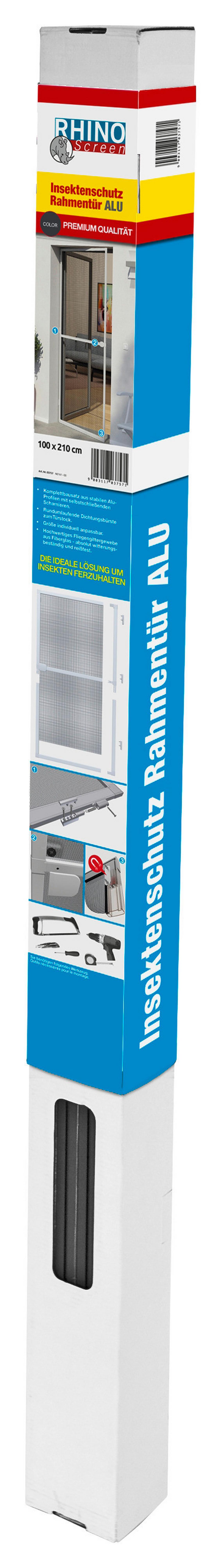 Insektenschutzgitter Rahmentür 100x210 Cm - Anthrazit, KONVENTIONELL, Kunststoff/Metall (100/210cm)