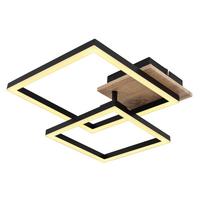 LED-Deckenleuchte 67284-18 Bossy - Dunkelbraun/Schwarz, Natur, Holzwerkstoff/Kunststoff (53/38/9cm) - Globo