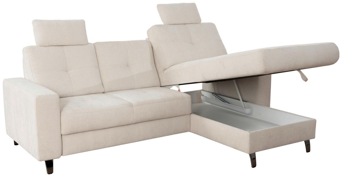 Ecksofa Varese mit Bettkasten Naturfarben 239x164 cm - Beige/Schwarz, KONVENTIONELL, Textil (239/164cm) - James Wood