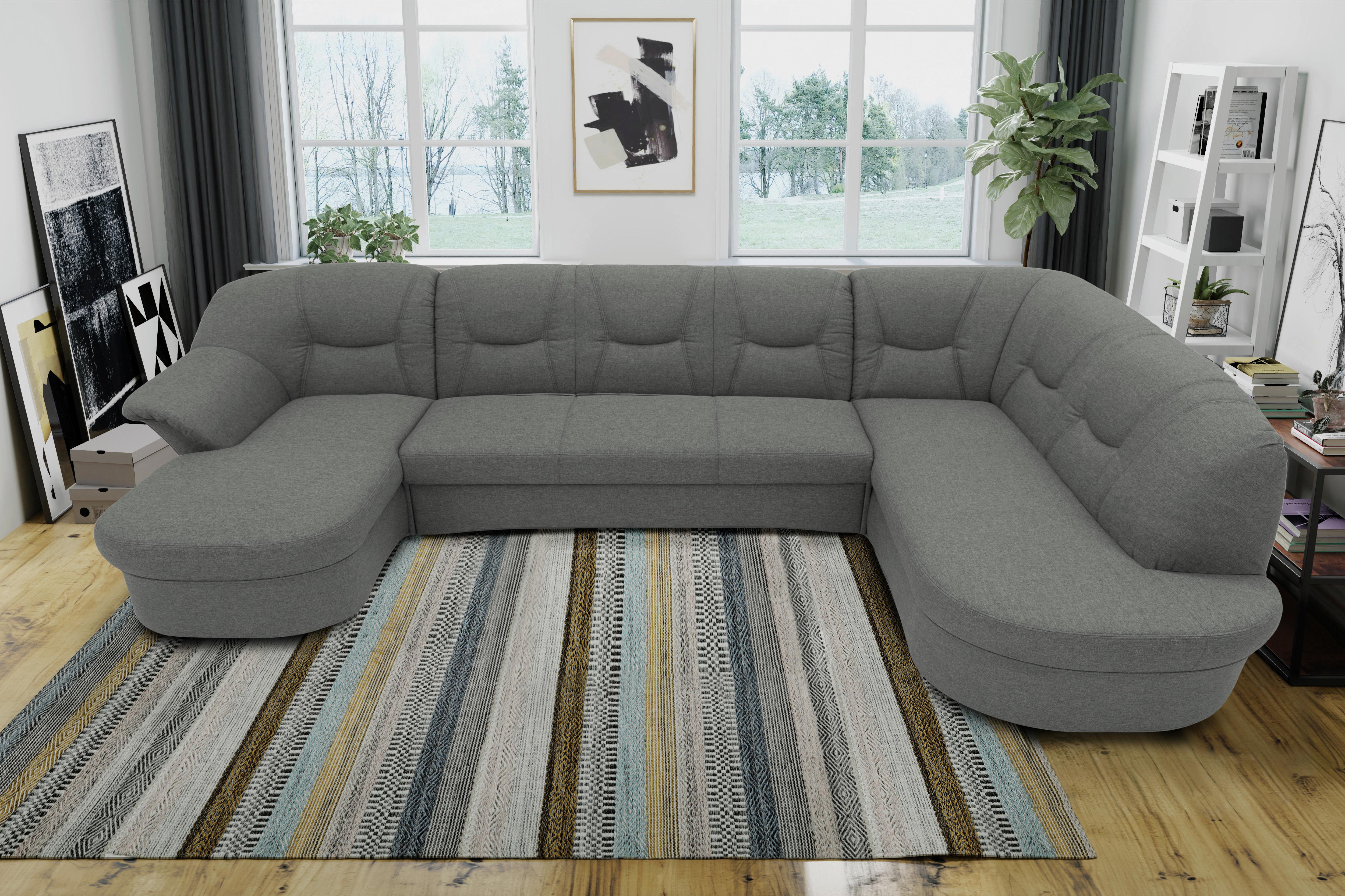 Wohnlandschaft Sarafina Dunkelgrau - Dunkelgrau/Schwarz, KONVENTIONELL, Textil (146/295/180cm) - MID.YOU