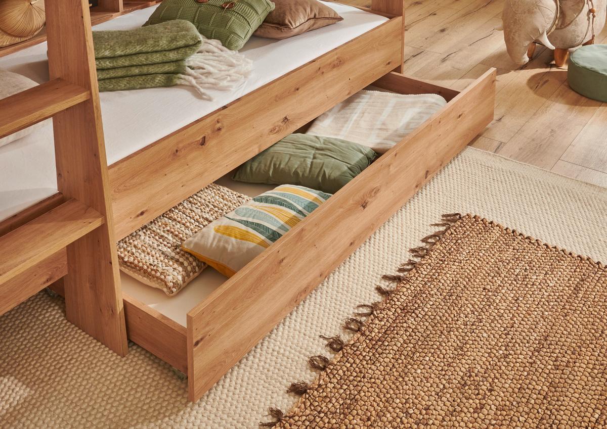 Bettkasten Sway B: 165 Cm Eiche Artisan Dekor Mit Rollen - Eiche Artisan, KONVENTIONELL, Holzwerkstoff (165/14/62cm)