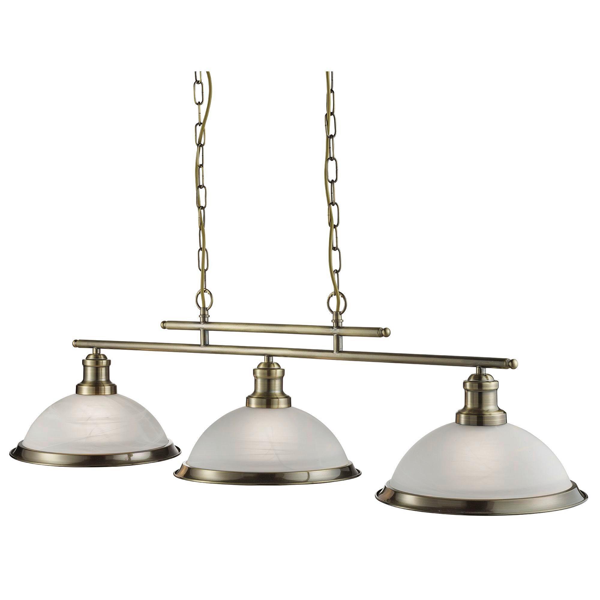 Hängeleuchte Bistro 2683-3ab - Messingfarben/Weiß, Design, Glas/Metall (100/82/28cm)