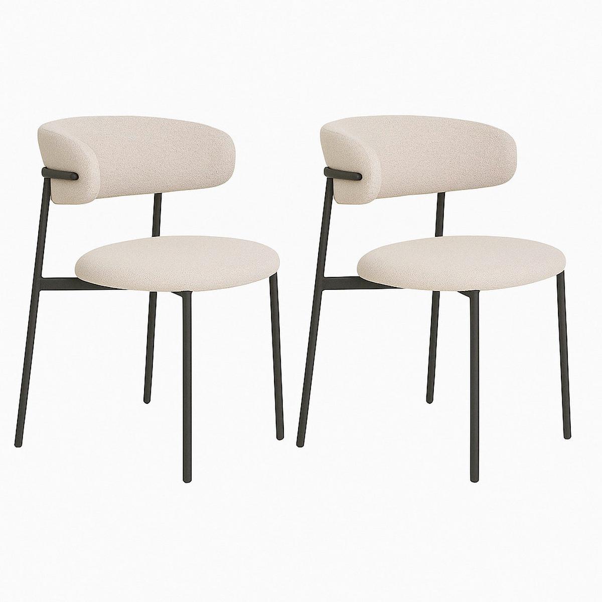 Stuhl-Set Mira Sandfarben B: 55 cm - Sandfarben/Schwarz, MODERN, Textil/Metall (55/79,5/59cm) - MID.YOU