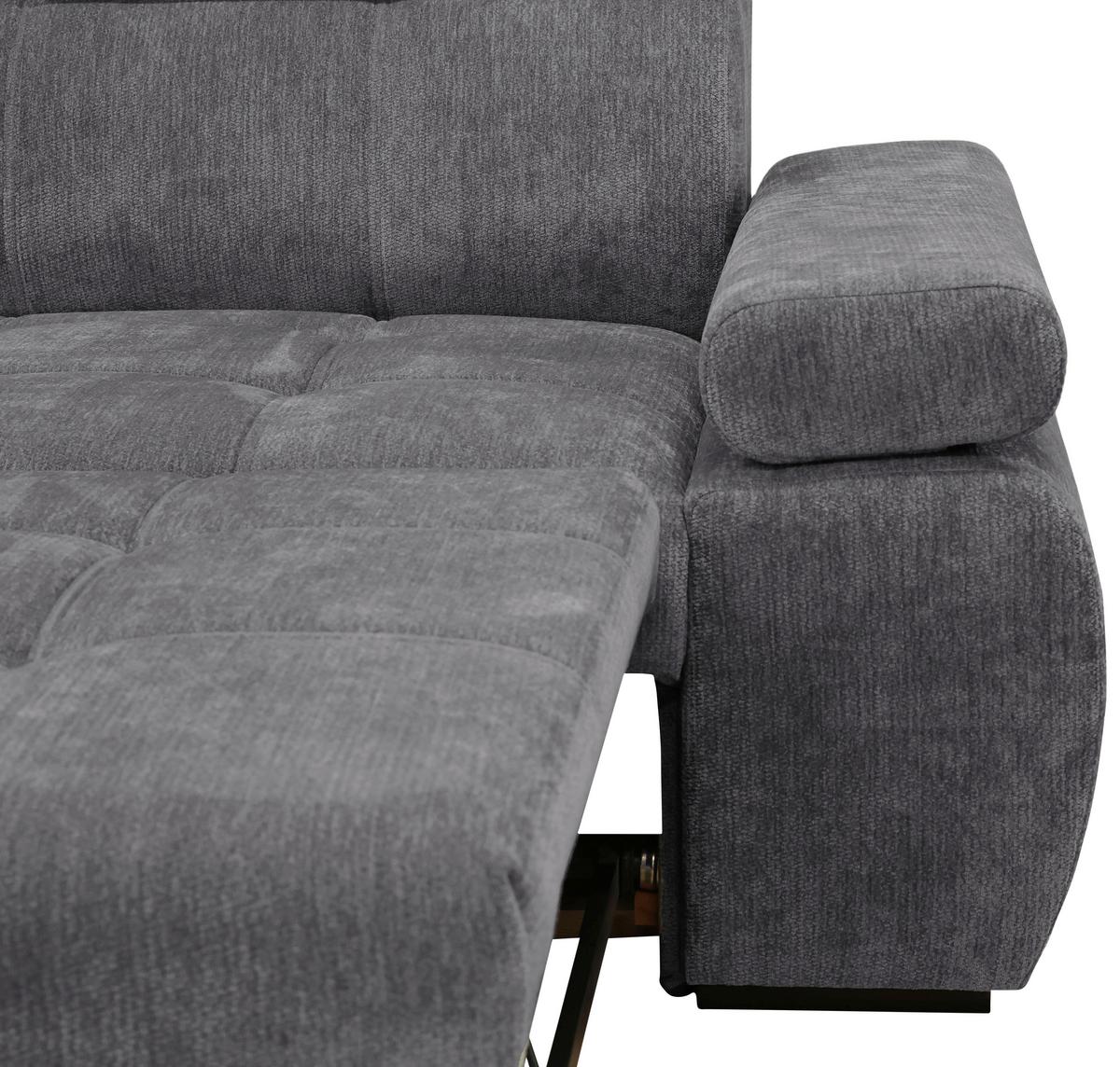 Rohová sedačka VEGAS, ľavá, tmavosivá ženilka - čierna/tmavosivá, Design, drevo/textil (173/294cm)