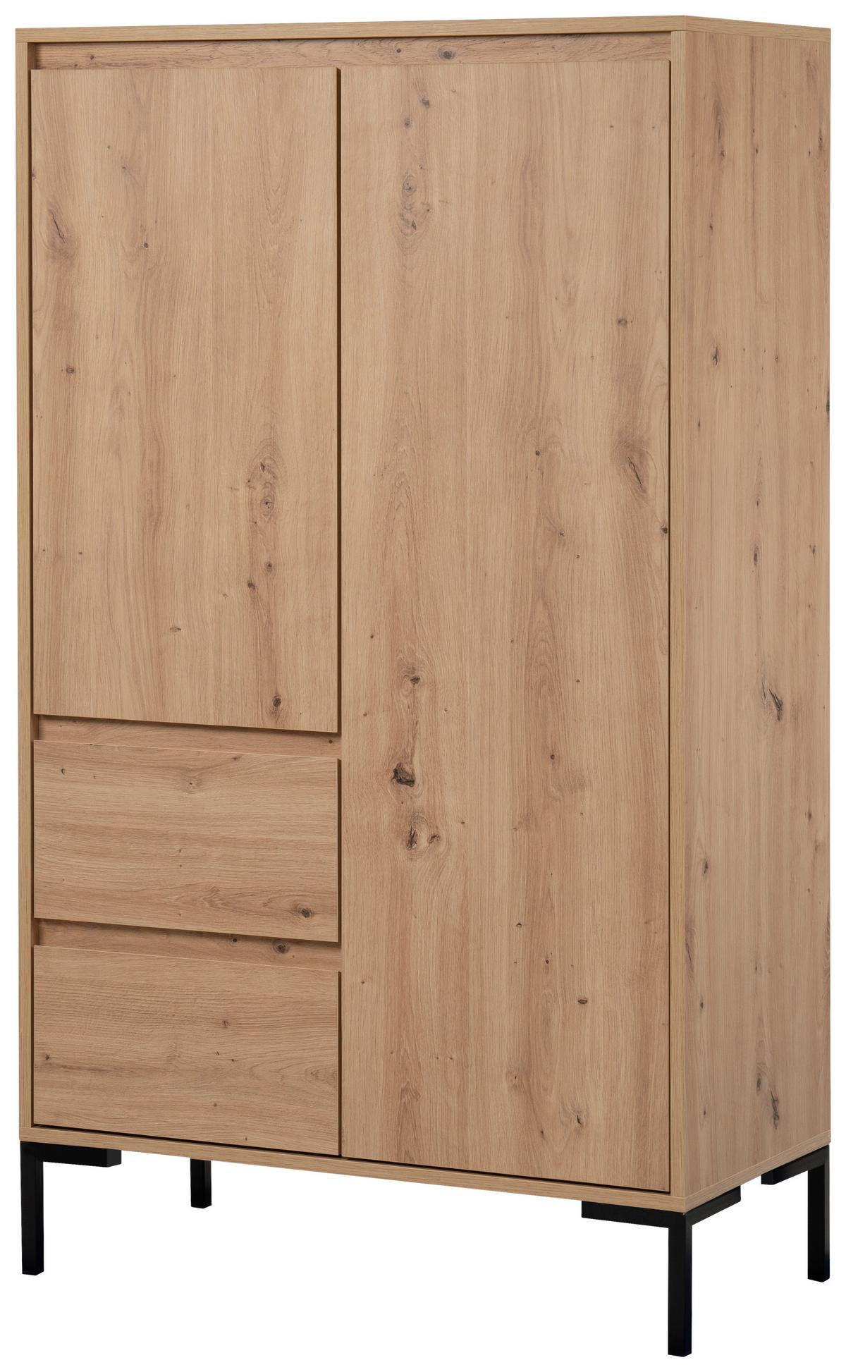 Highboard 81cm Korsika Eiche Artisan Dekor - Schwarz/Eiche Artisan, Design, Holzwerkstoff (81/139/40cm) - MID.YOU