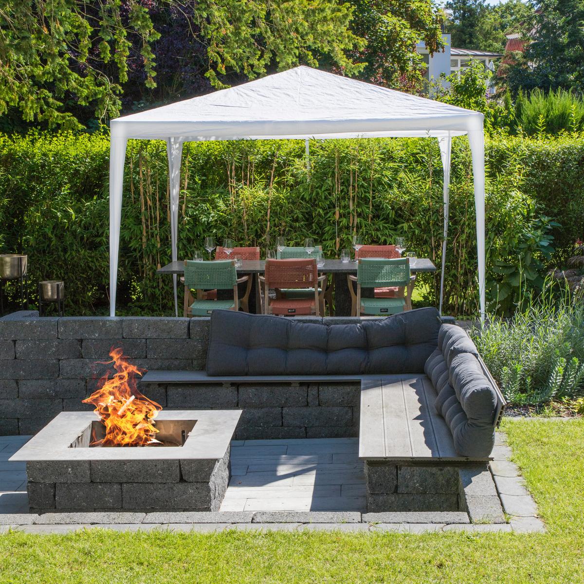 Pavillon 300x300 cm, Regenabweisend - Weiß, Basics, Kunststoff/Metall (300/245/300cm)