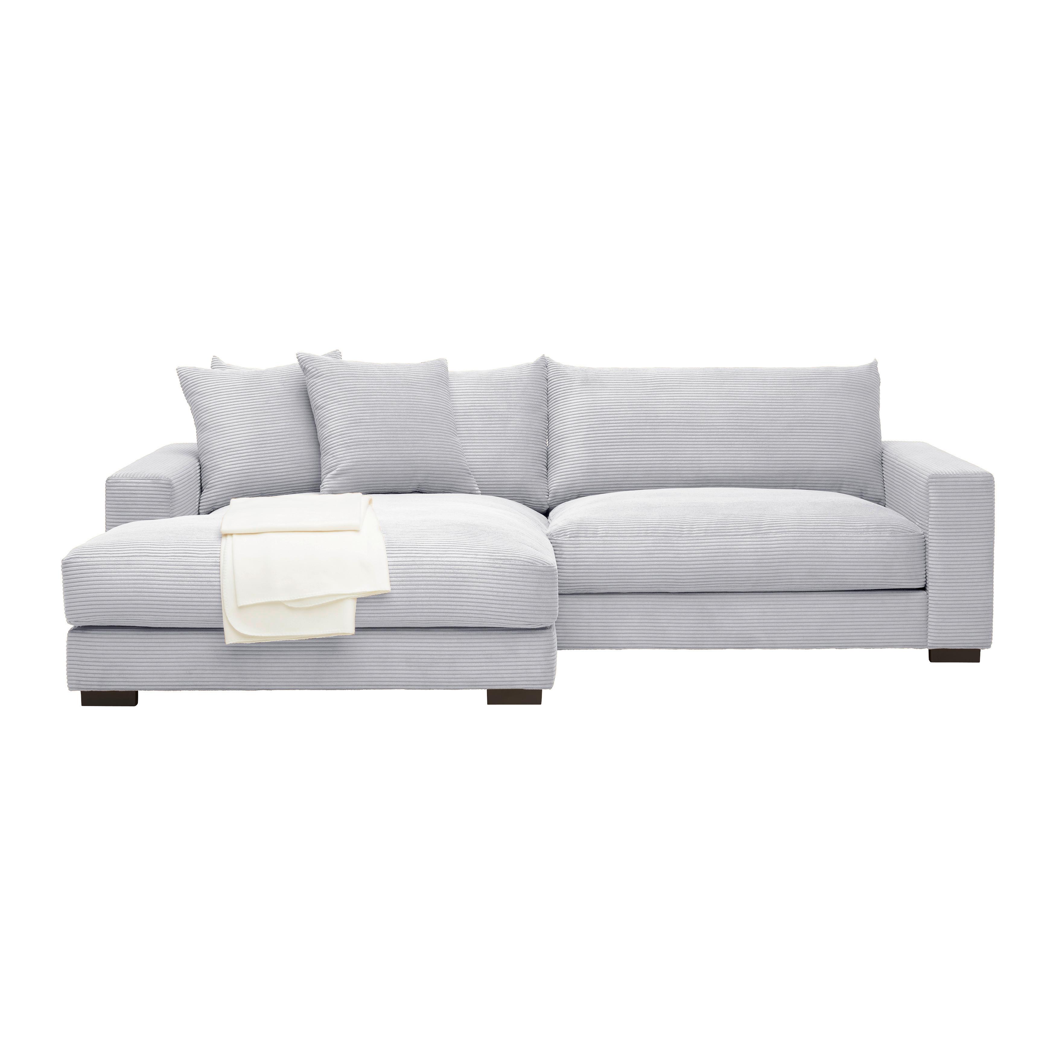 Rohová sedačka PEDRO, ľavá, svetlosivý menčester - svetlosivá, Modern, textil (180/83/265cm) - Mömax