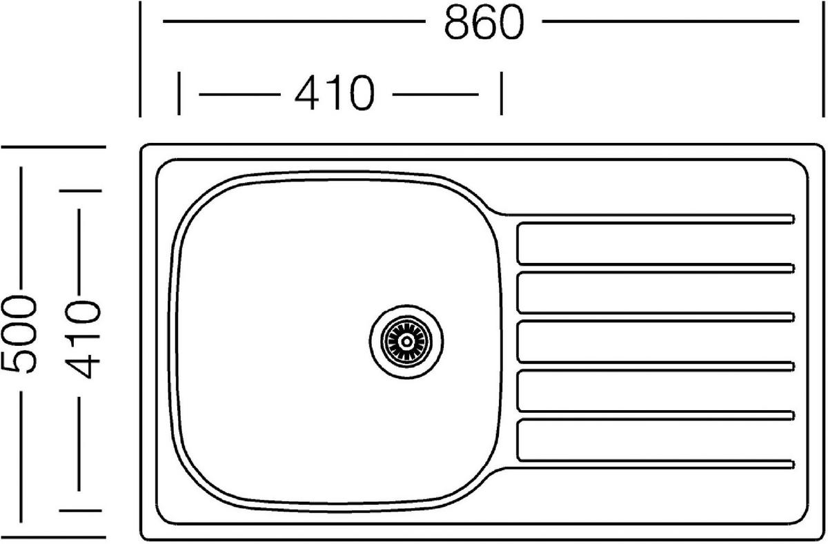 Spüle Respekta Edelstahl Bxt: 86x50 Cm - Edelstahlfarben, Trend, Metall (86/17,5/50cm) - Respekta