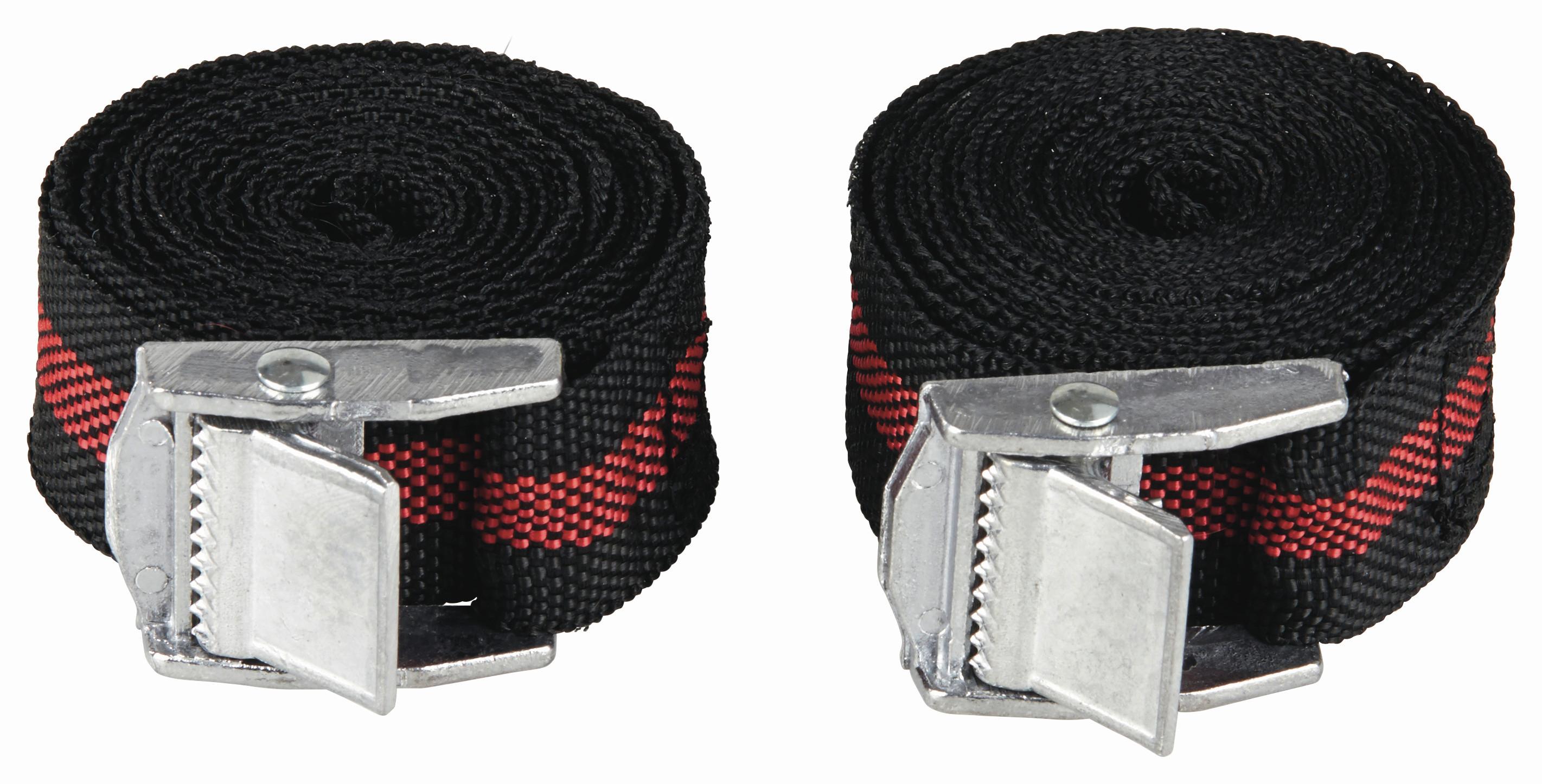 Spanngurt L: 2,5 m 2er-Set - Rot/Schwarz, KONVENTIONELL, Kunststoff/Metall (2,5/250cm)