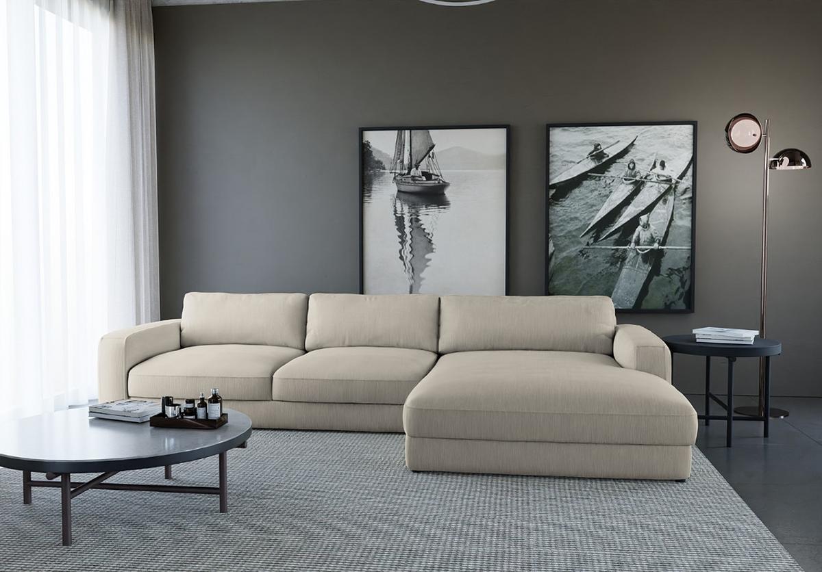 Ecksofa Bourbon, Grau S: 303x176 cm - Schwarz/Grau, MODERN, Textil (303/176cm) - Trendmanufaktur