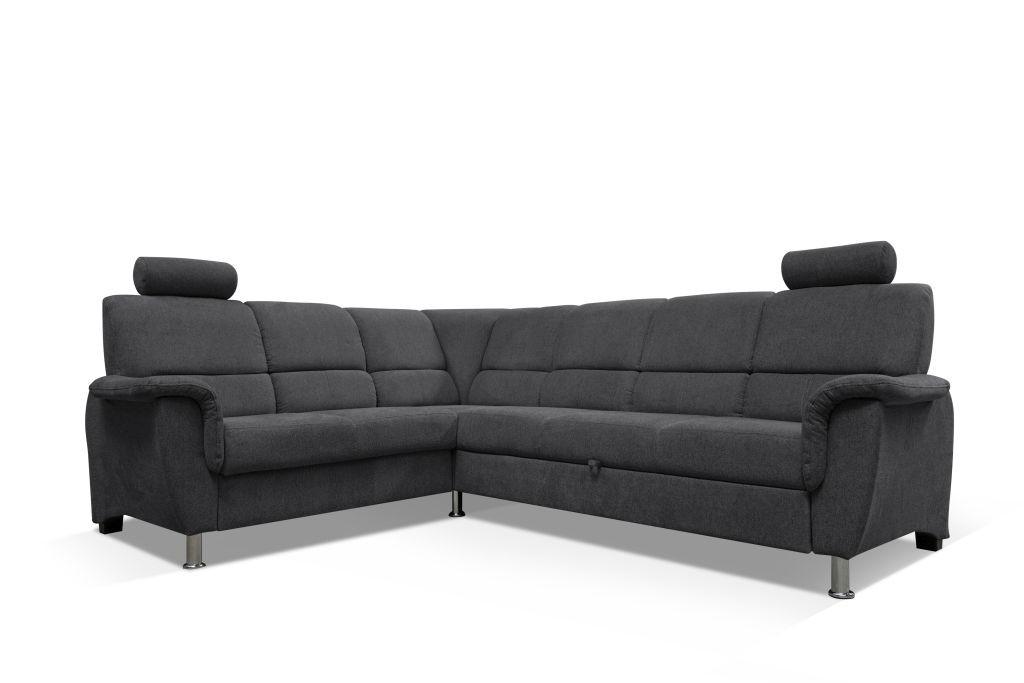 Sedačka MARSYLIA, levá, tmavě šedá - černá/barvy stříbra, Design, kov/dřevo (216/270cm) - MID.YOU
