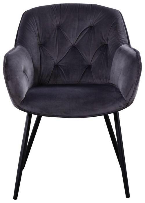 Armlehnstuhl Salerno Samtbezug Grau Gepolstert - Schwarz/Grau, MODERN, Textil/Metall (63/87/64cm) - MID.YOU