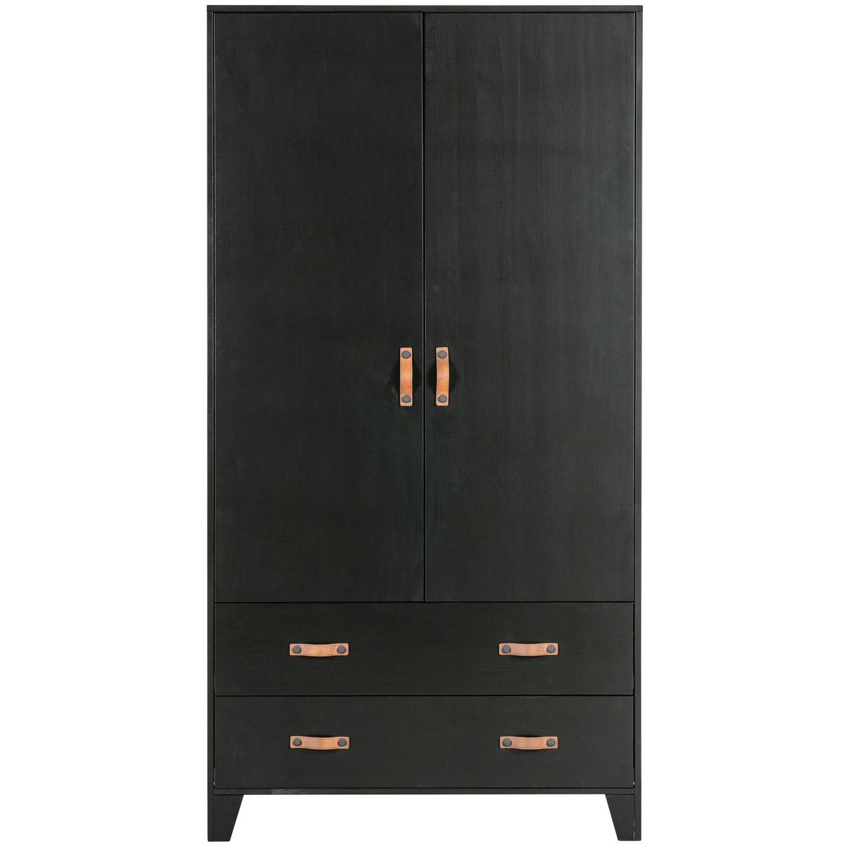 DREHTÜRENSCHRANK Dian Schwarz B: 94cm - Schwarz, Basics, Holz (94/180/40cm) - MID.YOU