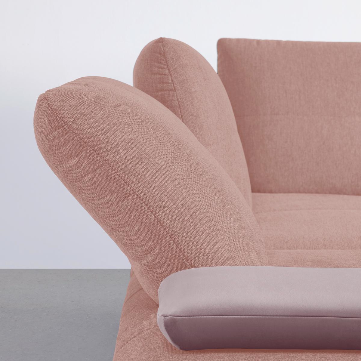 Rohová sedačka TRENDY, levá, šeříková / růžová - růžová/černá, Moderní, kov/kompozitní dřevo (250/93/310cm) - Premium Living