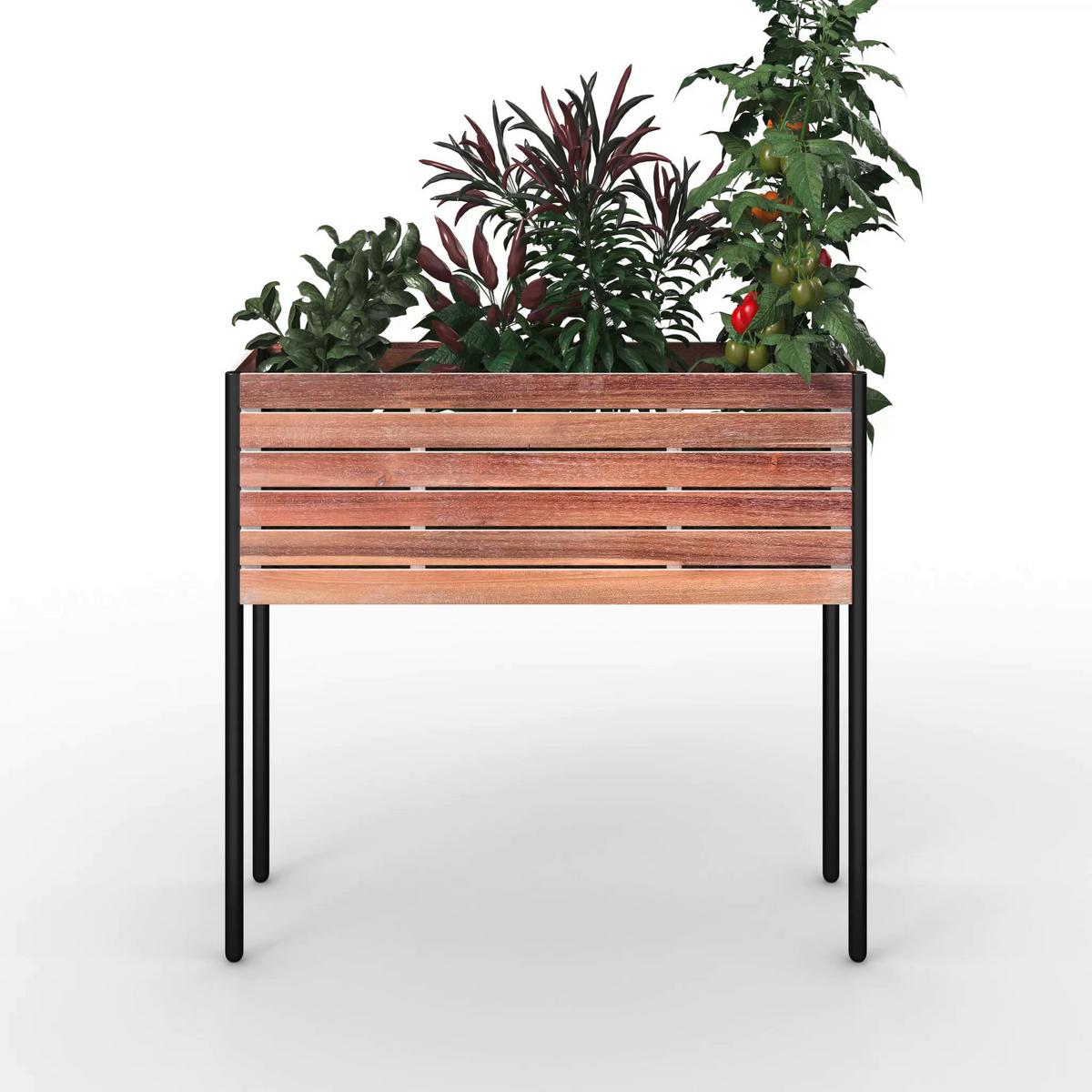 VYVÝŠENÝ ZÁHON CHRISTO 3 - černá/barvy akácie, Natur, kov/dřevo (81,5/75/28cm) - Mömax