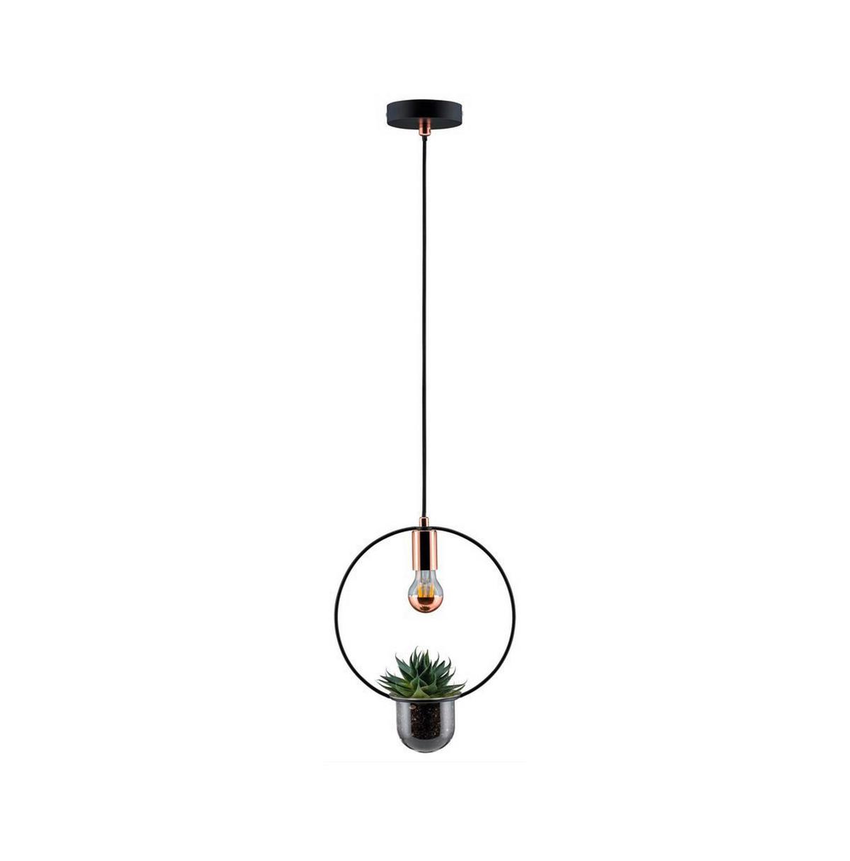 Hängeleuchte Neordic Tasja H: 110 cm 1-Flammig, dimmbar - Schwarz/Kupferfarben, Design, Glas/Metall (30cm) - Paulmann
