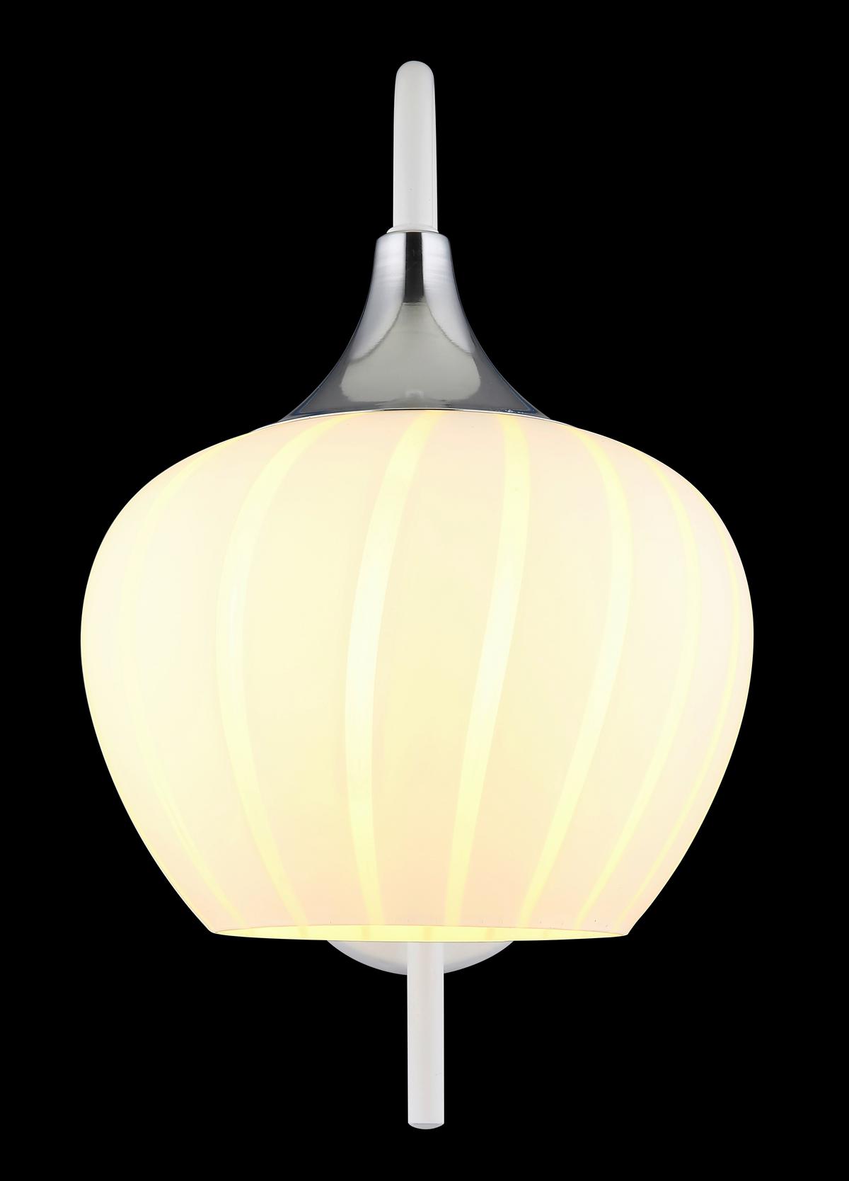 Wandleuchte 15548ww - Chromfarben/Weiß, KONVENTIONELL, Glas/Metall (18/25/32cm) - Globo