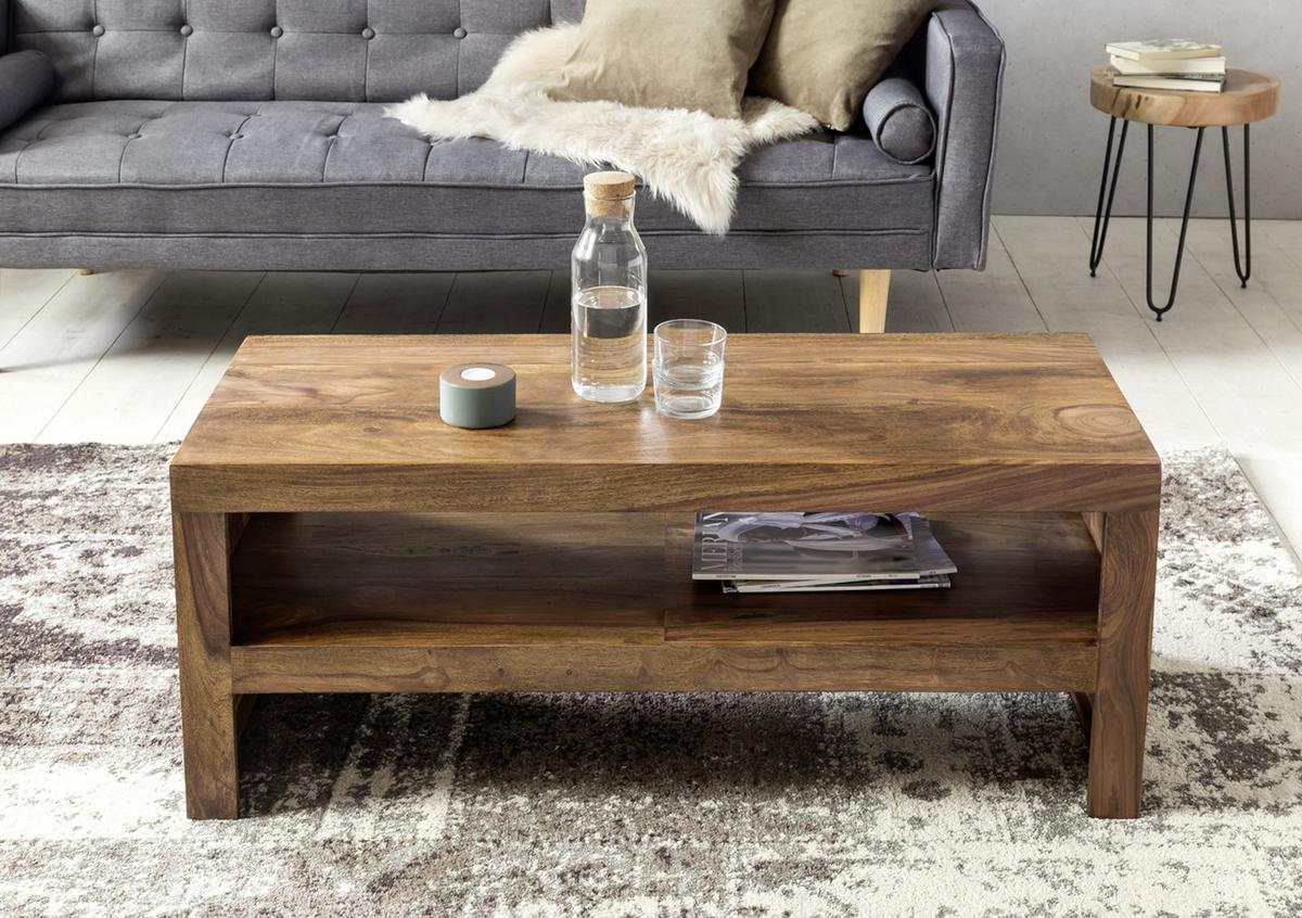 Couchtisch Holz mit Ablagefach Mumbai, Sheesham - Sheeshamfarben, Design, Holz (110/45/45cm) - MID.YOU