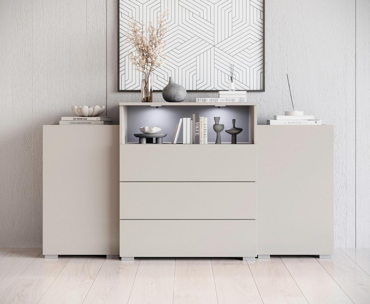 ŠIROKÁ KOMODA URBAN 150 - šedá/kašmírová, Lifestyle, kompozitní dřevo/plast (150/81/37cm) - P & B