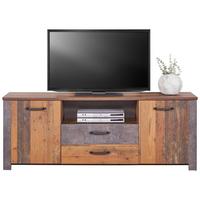 Tv-elem Ontario - tölgyfa/sötétszürke, Trend, faalapú anyag (176/67,7/41,5cm) - Ondega