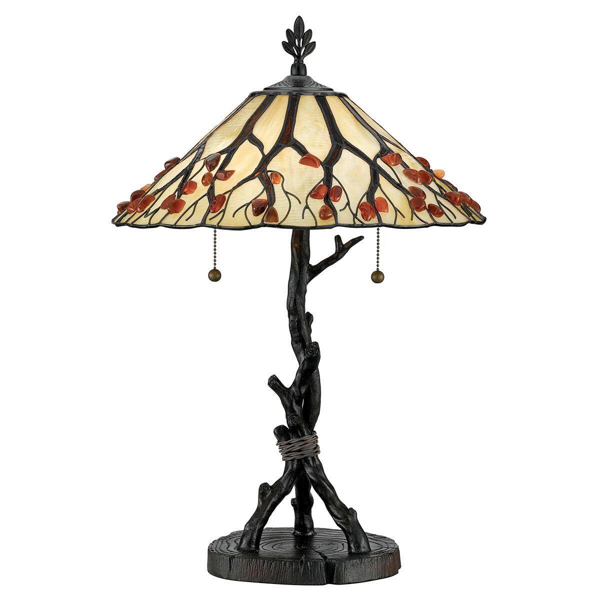 Asztali Lámpa Qz-Whispering-Tl-Vb - sötétbarna/többszínű, Konventionell, üveg/fém (62,9/43,2cm) - Elstead Lighting