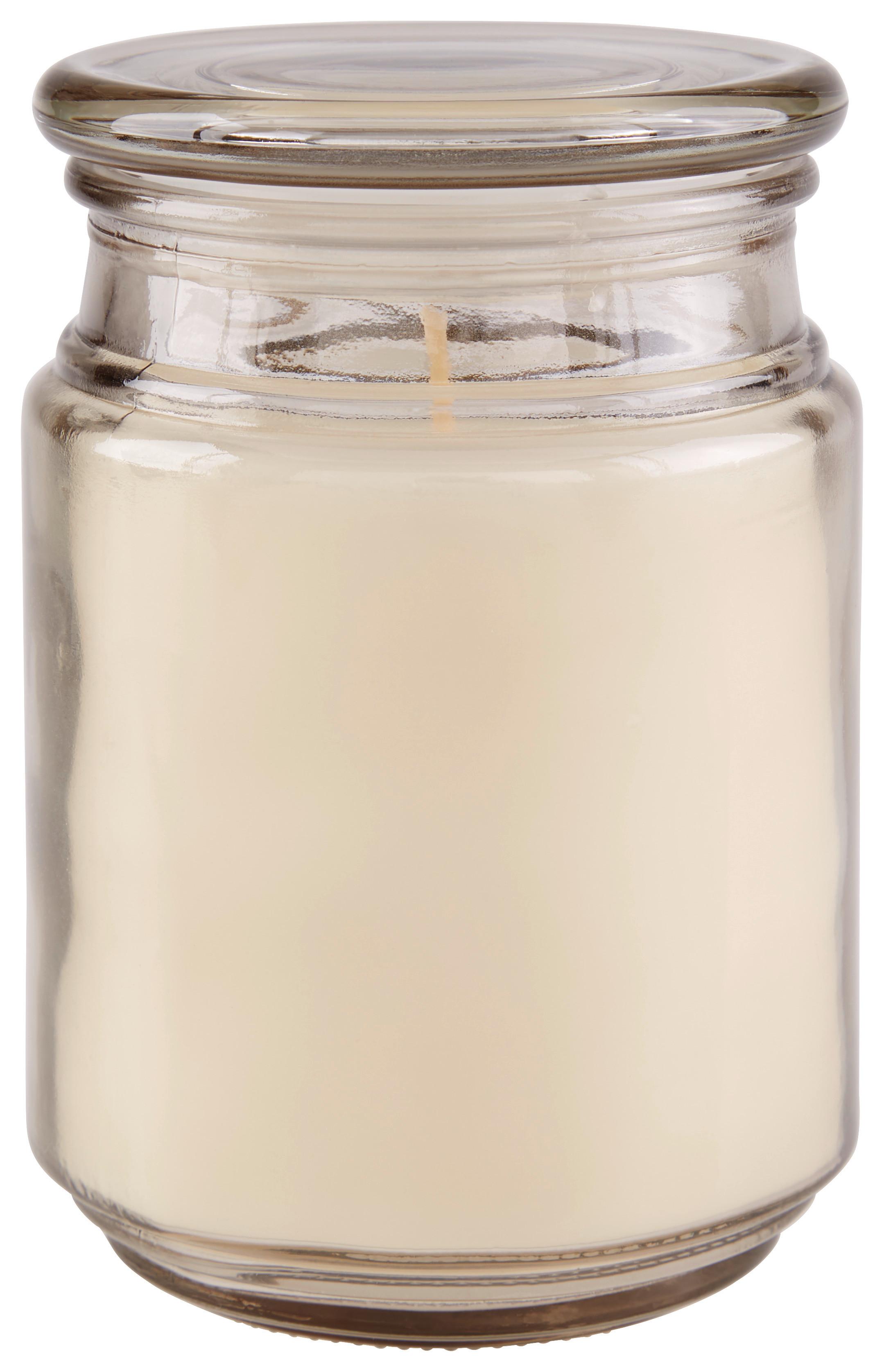 Kerze Im Glas Mit Deckel Caralina, Ø/h: 9/14,5 Cm - bézs/mustársárga, Basics, Üveg (9/14,5cm) - Luca Bessoni