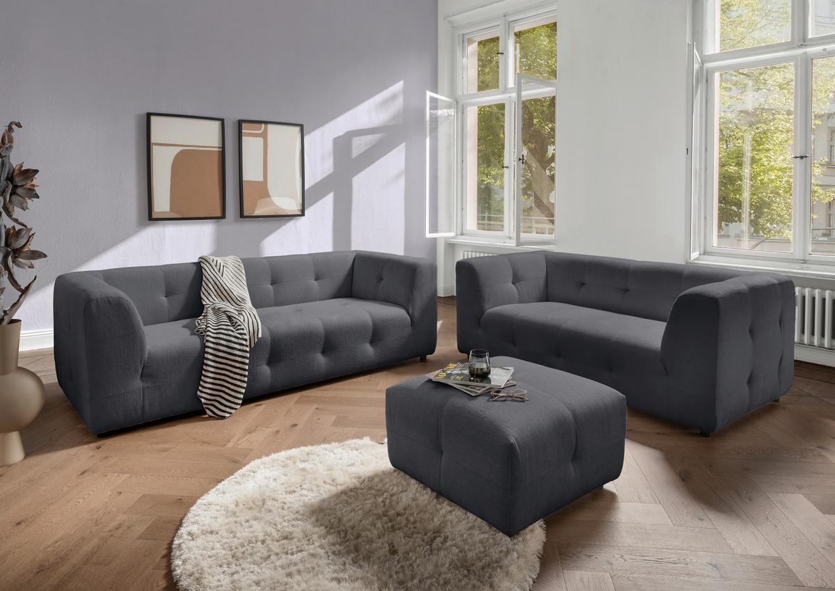 2-Sitzer-Sofa Velice, Anthrazit B: 184 cm - Anthrazit/Schwarz, Design, Textil (184/72/95cm) - Livetastic
