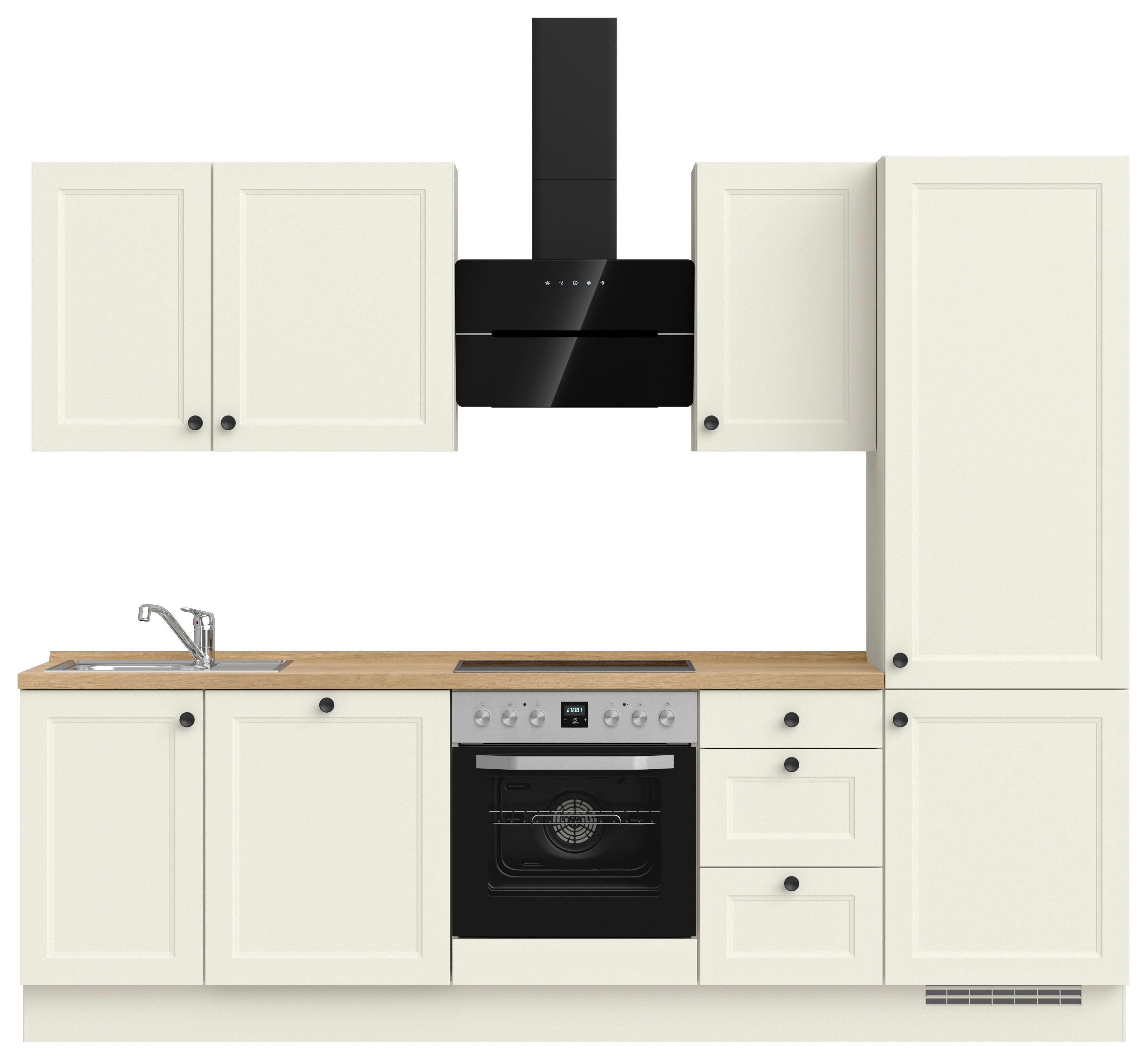 Kuchynská linka 270 cm, biela/dekor dub Sierra - čierna/biela, Modern, kov/kompozitné drevo (270cm) - Nobilia