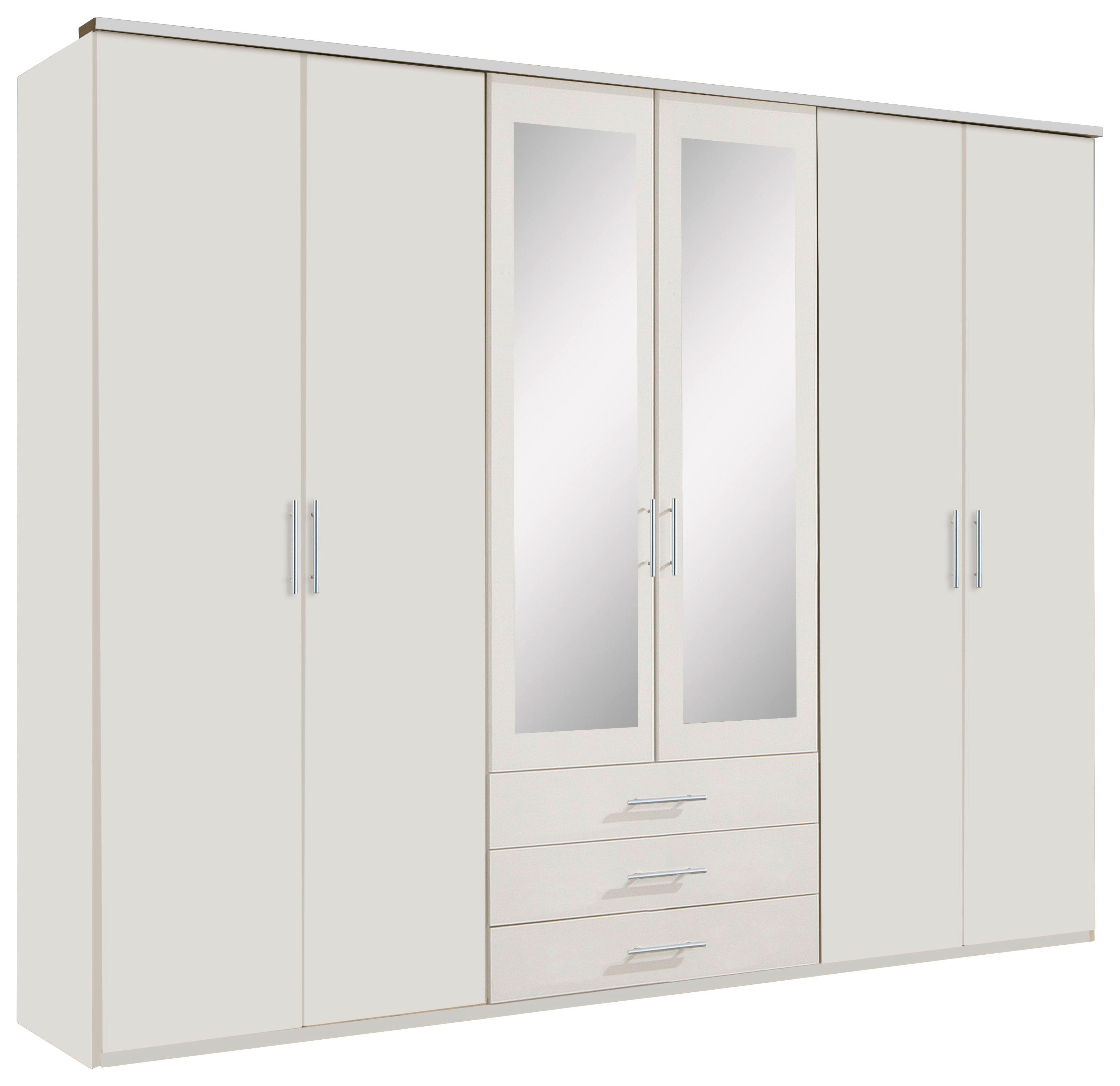 Drehtürenschrank Mit Spiegel + Laden 270cm Ben, Weiß