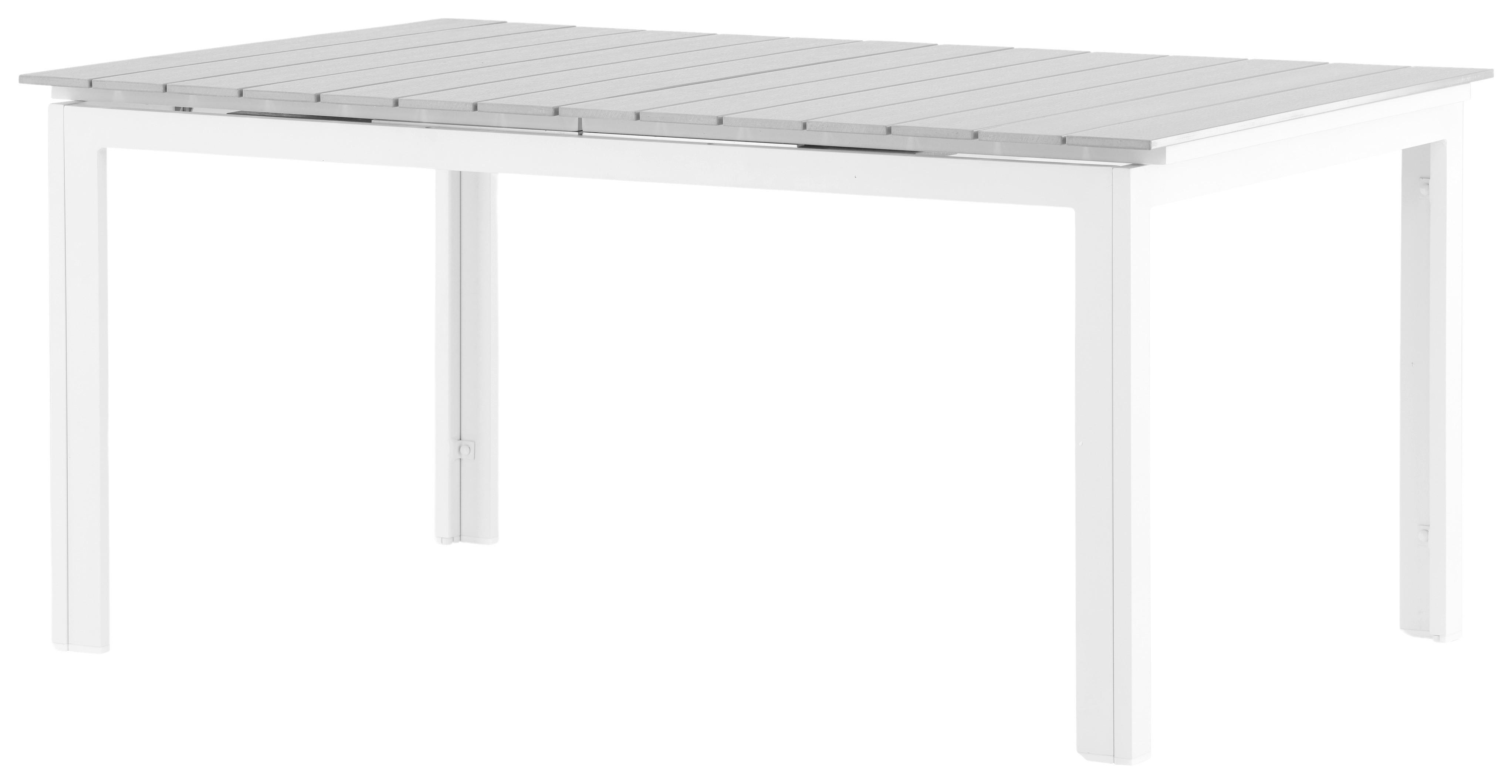Gartentisch Levels - Weiß/Grau, KONVENTIONELL, Metall (160/100/75cm) - Gardenson