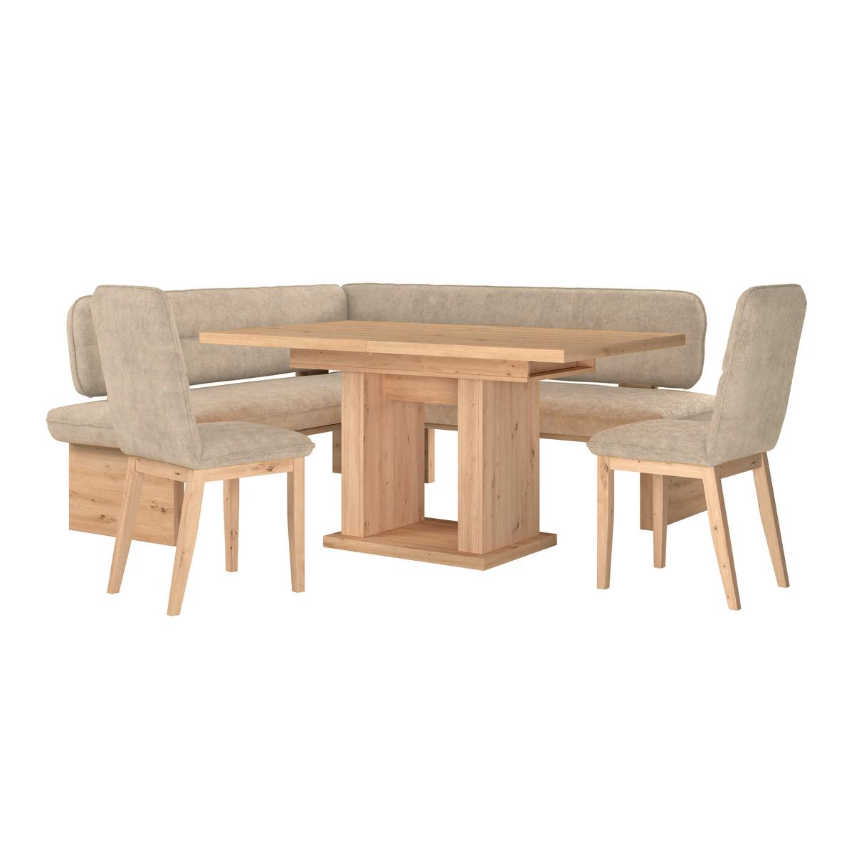 Eckbank Beluna Ii Webstoff Beige, B: 170cm - Eichefarben/Beige, KONVENTIONELL, Holz/Textil (170/232cm) - James Wood