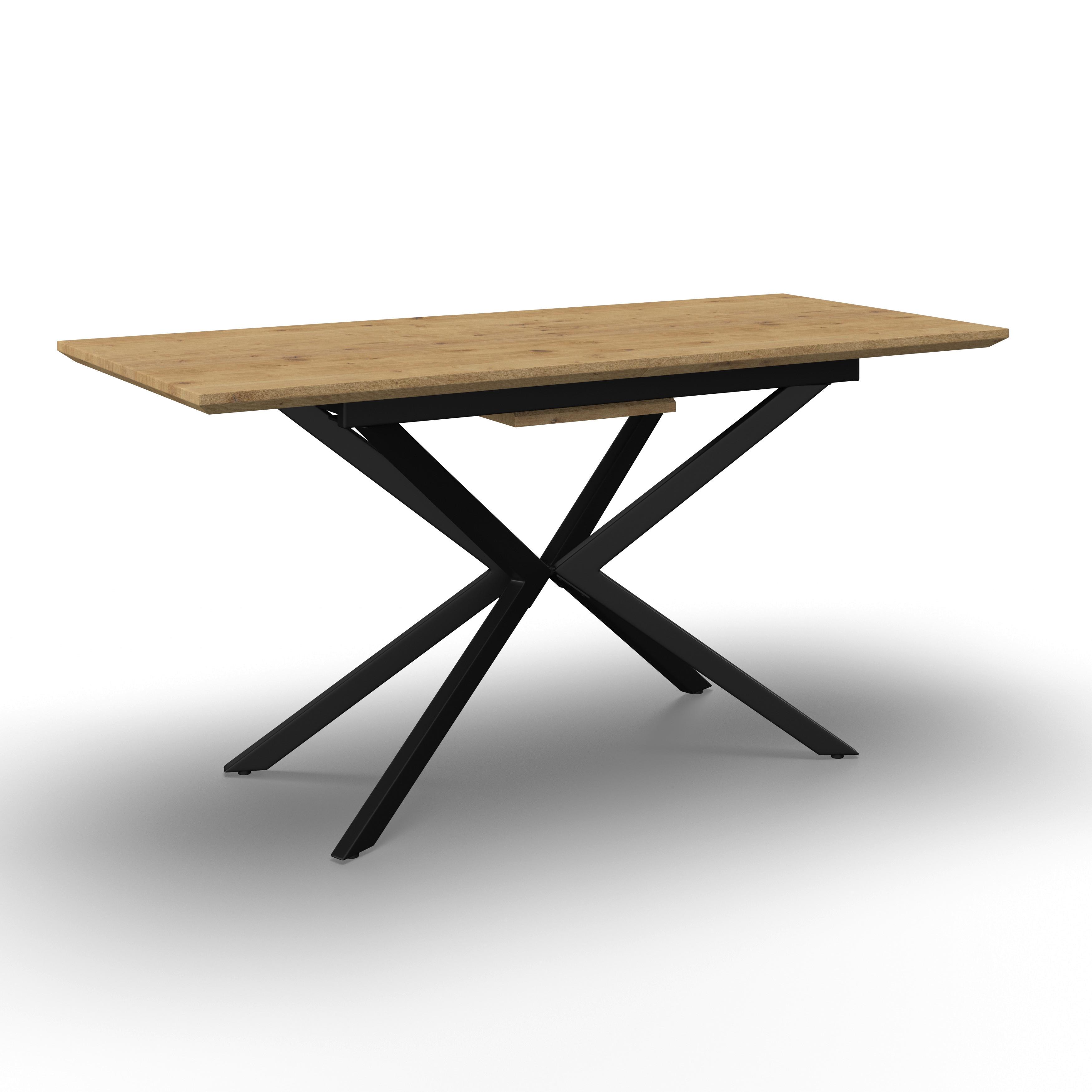 Rozťahovací stôl AKI 140-180 - čierna/farba duba, Modern, kov/kompozitné drevo (140-180/76/80cm) - Bessagi Home