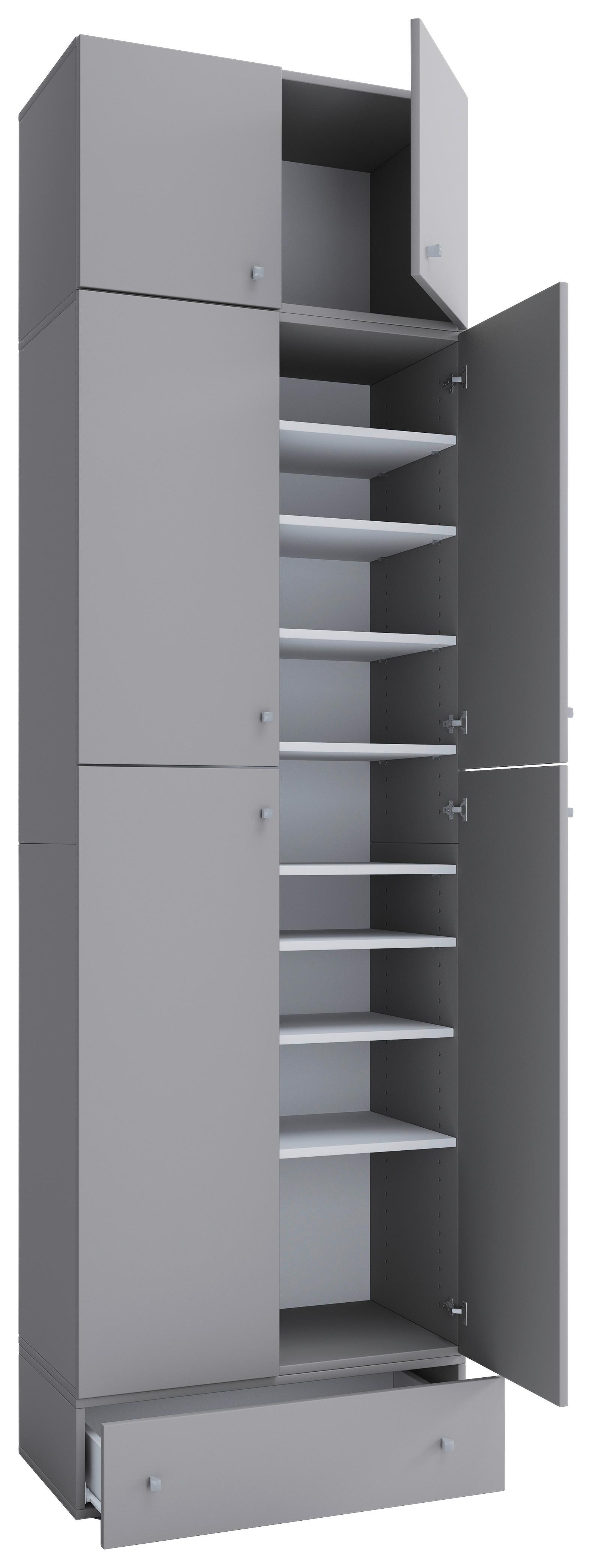 Schuhschrank Lona XXL Grau B. 70 cm - Schwarz/Grau, MODERN, Holzwerkstoff (70/240/39cm) - MID.YOU