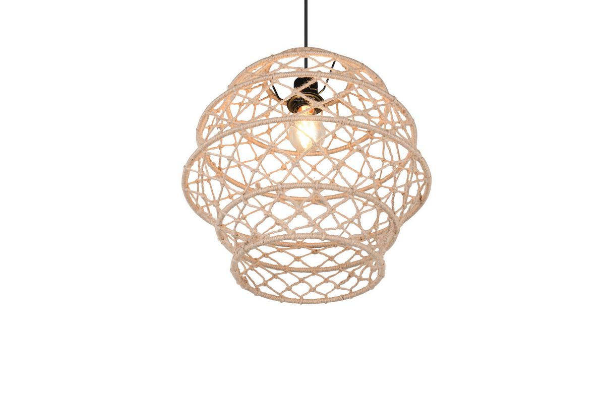 Hängeleuchte Hive Naturfarben Schwarz D: 38,5 cm - Schwarz/Naturfarben, Natur, Textil/Metall (38.5/150cm)