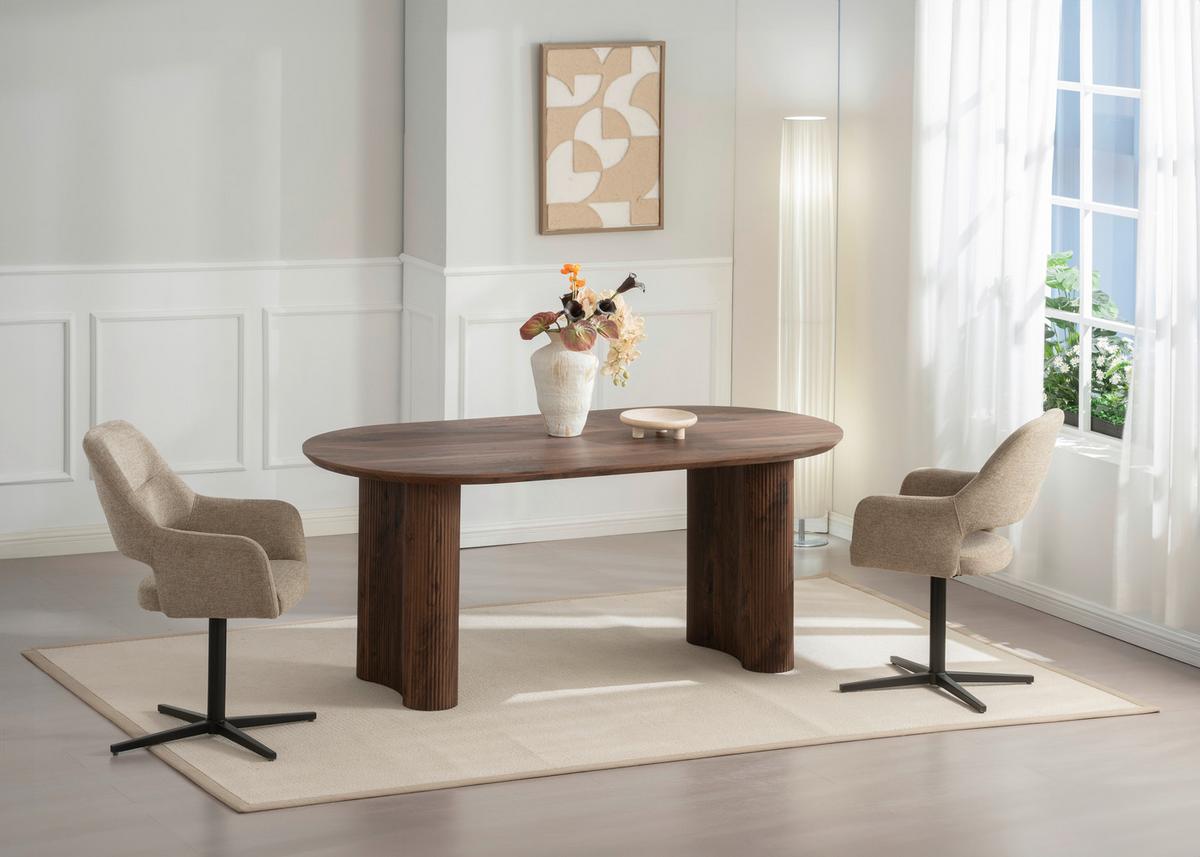 Esstisch Edda Walnussfarben L: 180 cm - Walnussfarben, Basics, Holzwerkstoff (180/90/75cm) - Livetastic
