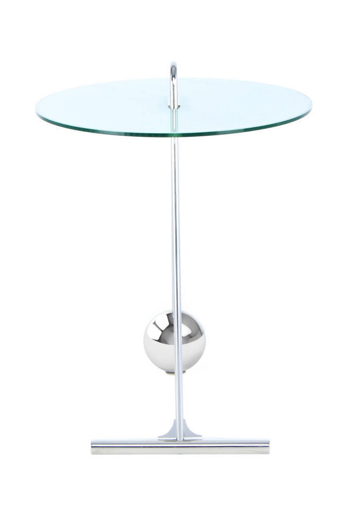 Beistelltisch Pendulum Silberfarben/Weiß - Silberfarben/Weiß, Basics, Glas/Metall (46/46/60cm) - Kayoom