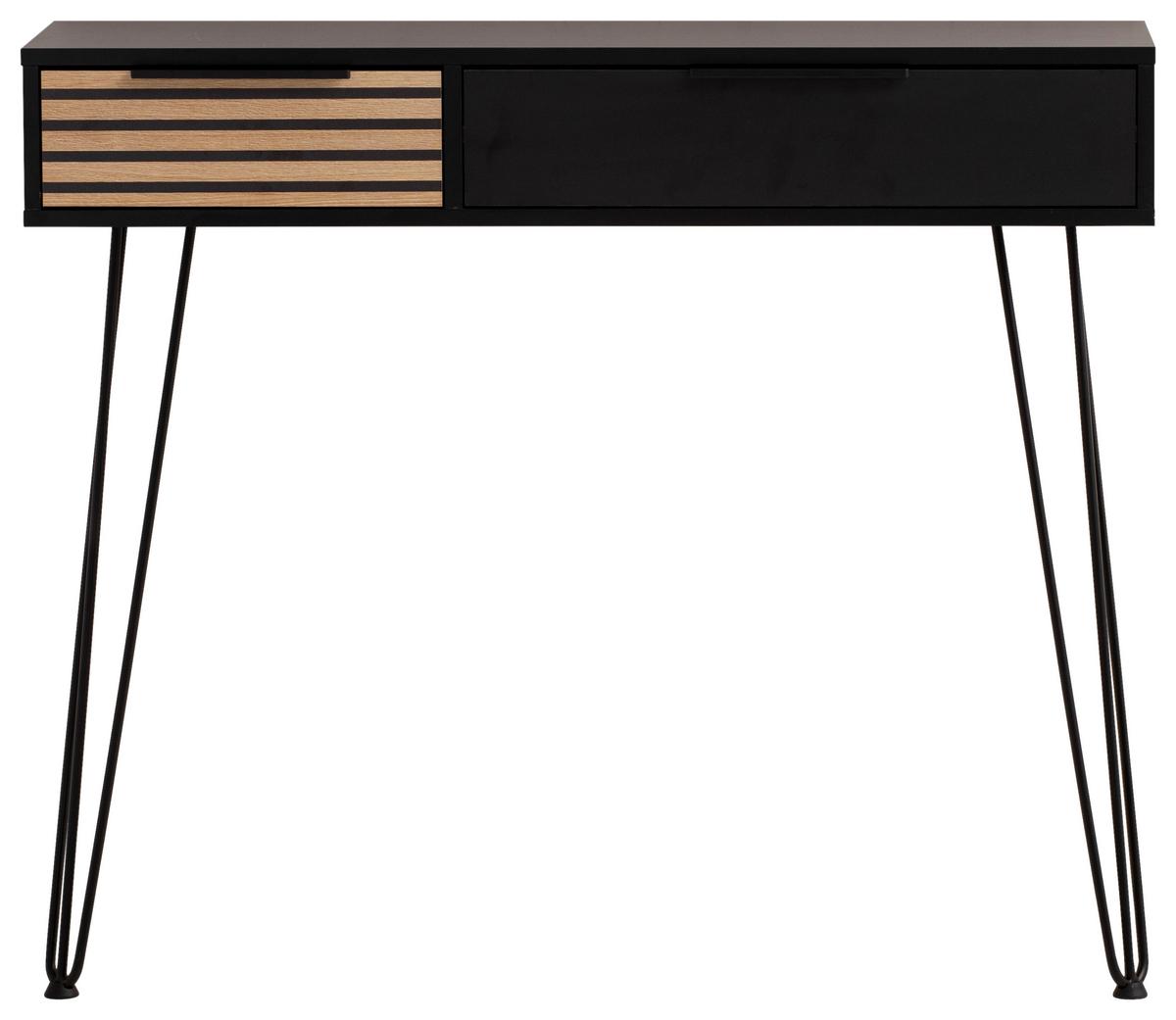 Konsolentisch Hank 800 Akustik - Eichefarben/Schwarz, Design, Holzwerkstoff/Metall (103,7/87,85/32,05cm) - MID.YOU