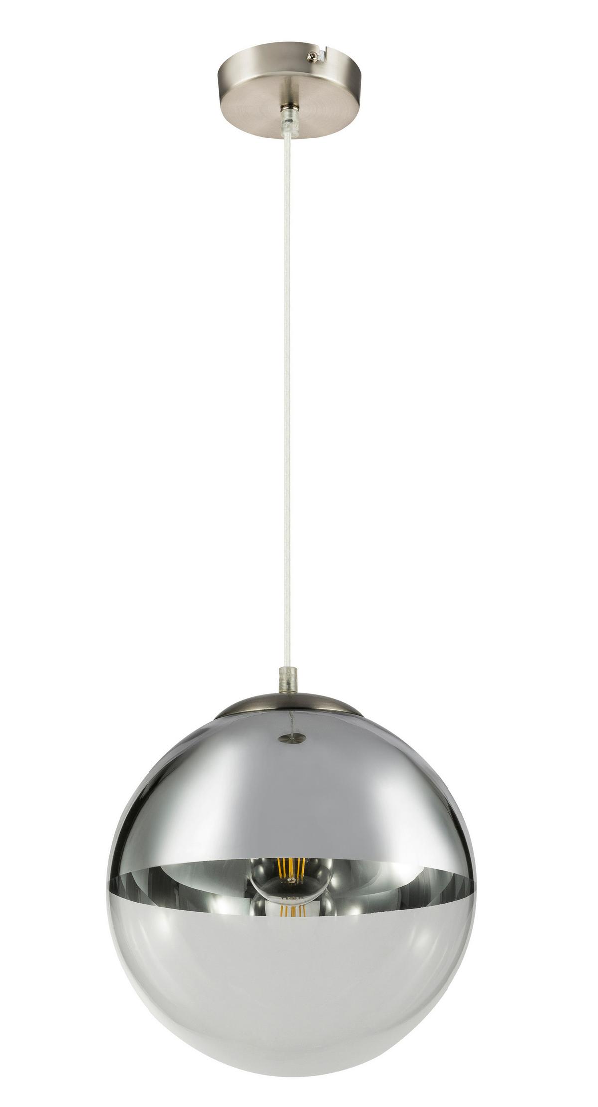 Hängeleuchte H: 120 cm 1-Flammig, Kugel Chromfarben - Chromfarben/Transparent, Design, Glas/Metall (30/120cm) - Globo