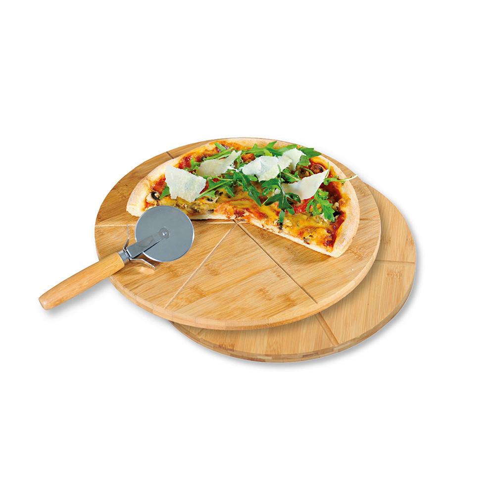 Pizzateller-Set Mit Pizzaschneider - Naturfarben, Basics, Holz (32/3cm) - Kesper