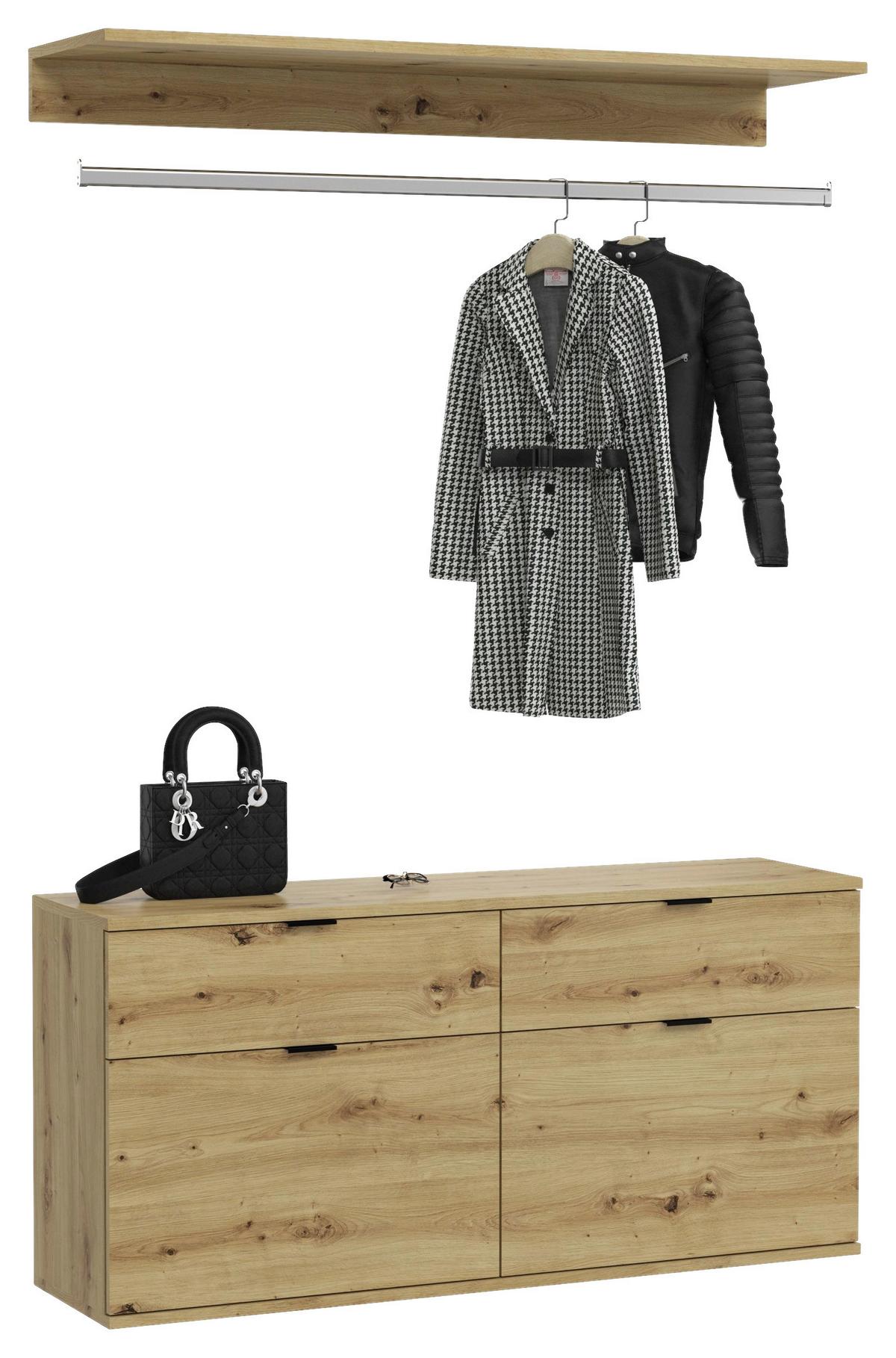 Garderobe Projekt X 2-teilig Eiche Artisan B: 121 Cm - KONVENTIONELL, Holzwerkstoff (121/61/34cm) - MID.YOU