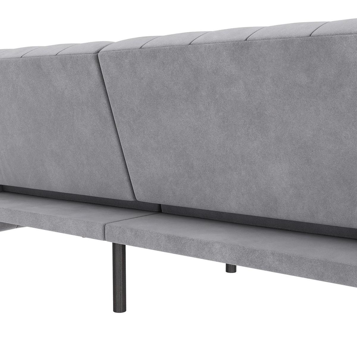 Schlafsofa Firenze Hellgrau, mit Schlaffunktion - Hellgrau/Schwarz, Basics, Textil (236/83/87cm) - Livetastic